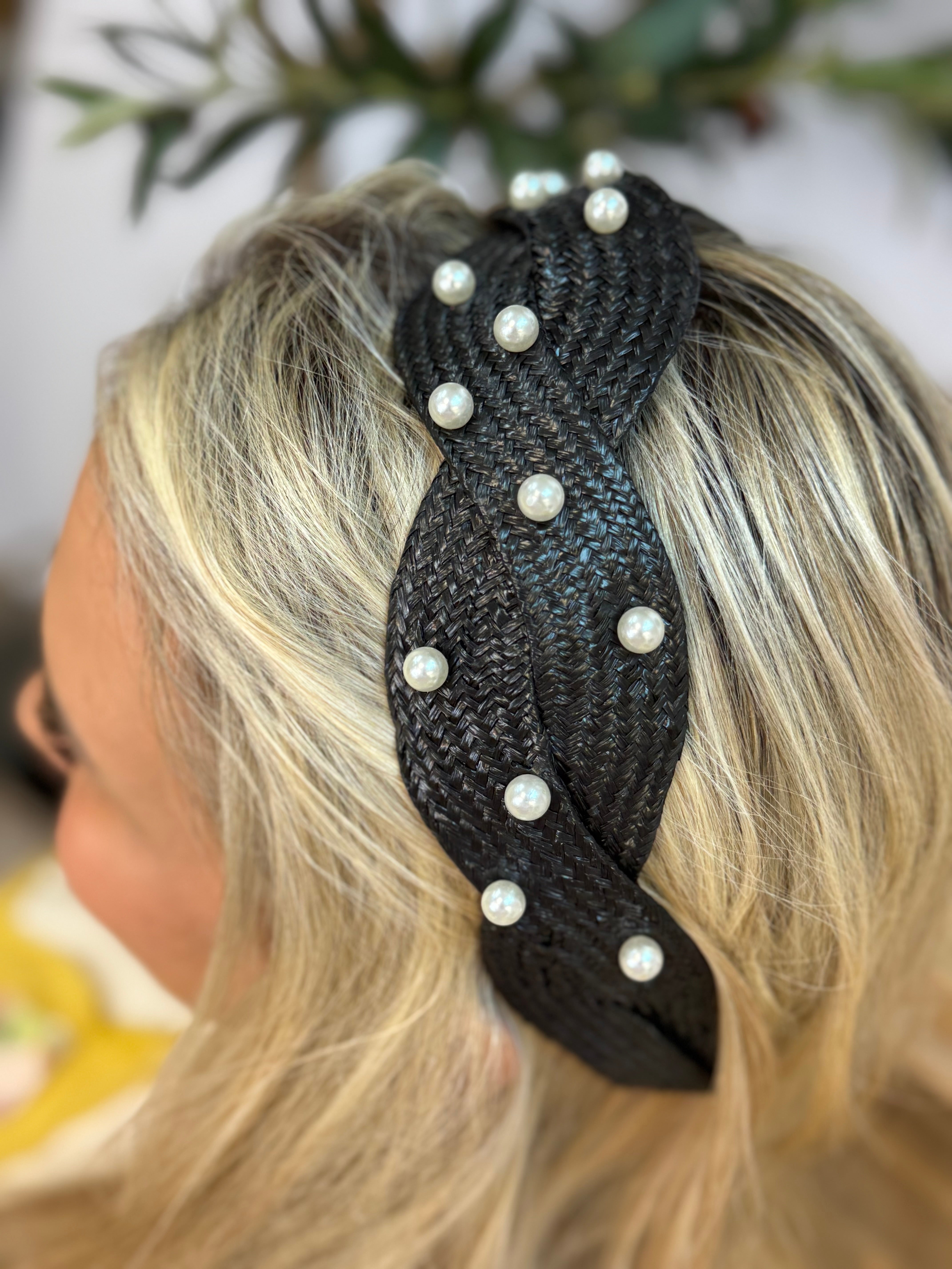 Pearls on Top Headband - Black-Headbands-The Lovely Closet-The Lovely Closet, Women's Fashion Boutique in Alexandria, KY