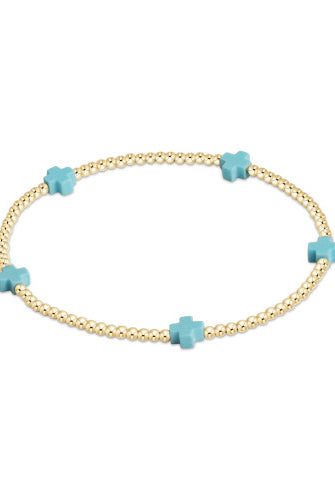 Signature Cross Small Gold Pattern 2mm Bead Bracelet-260 eNewton-The Lovely Closet-The Lovely Closet, Women's Fashion Boutique in Alexandria, KY