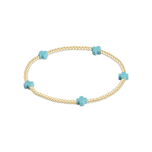 Signature Cross Small Gold Pattern 2mm Bead Bracelet-260 eNewton-The Lovely Closet-The Lovely Closet, Women's Fashion Boutique in Alexandria, KY