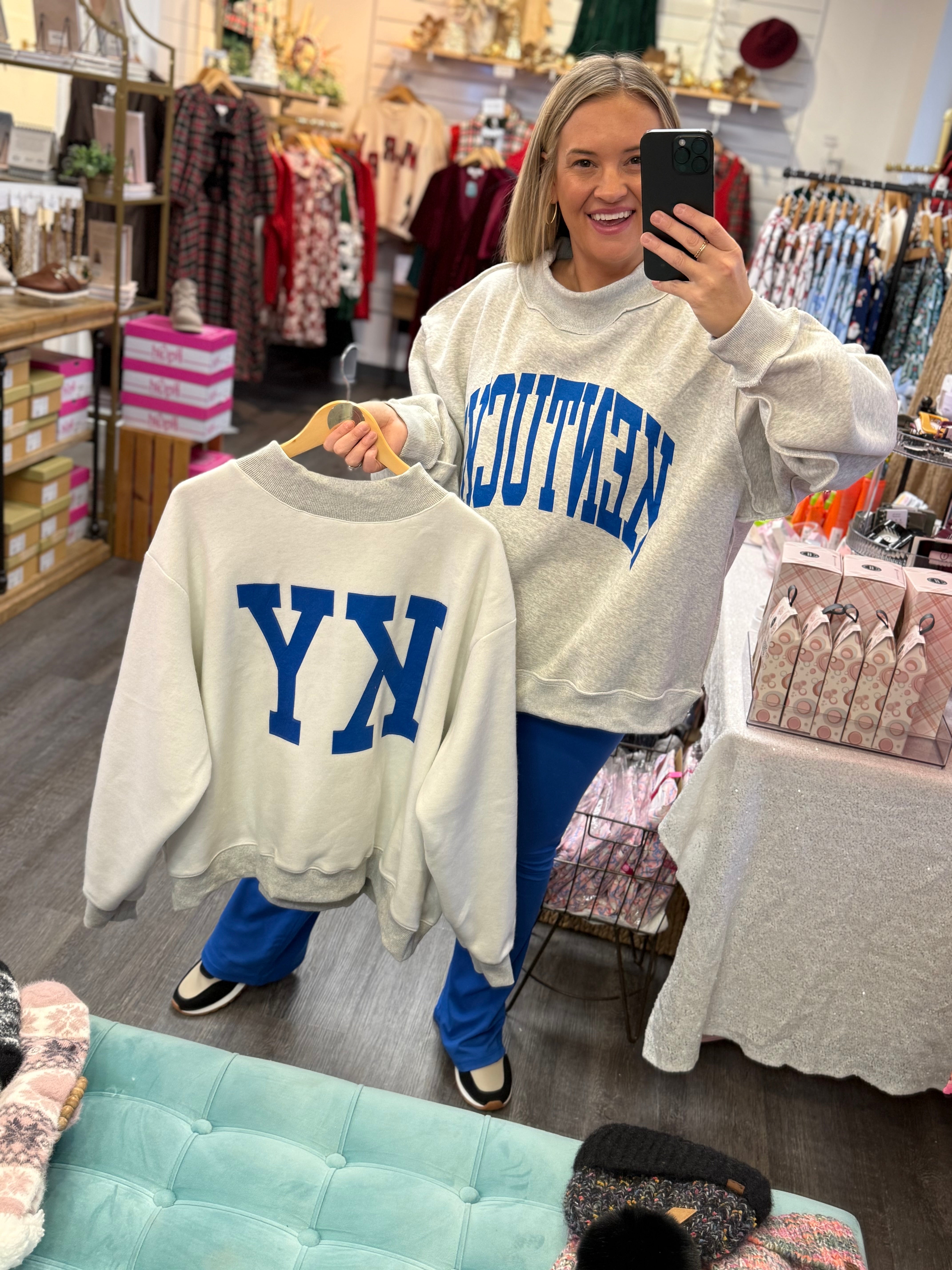 Reversible KY Pullover - Heather Gray-110 Long Sleeve Top-Bucketlist-The Lovely Closet, Women's Fashion Boutique in Alexandria, KY