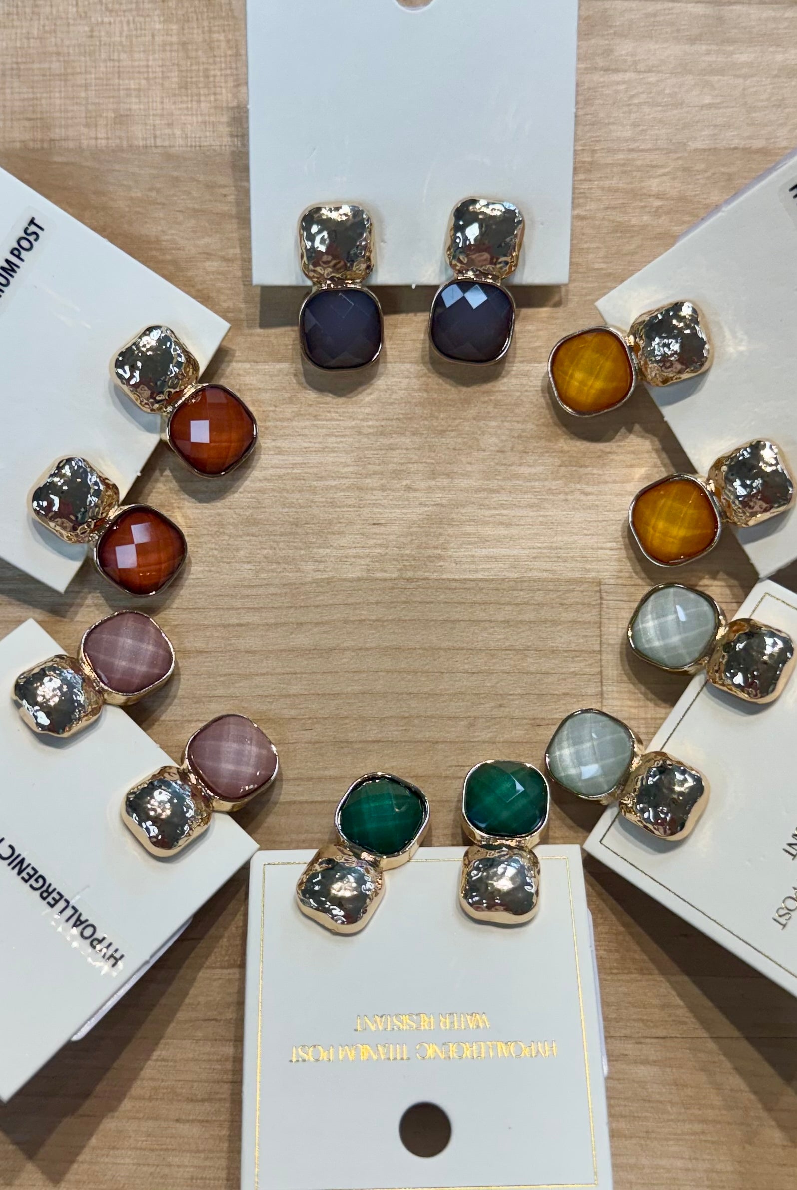 Square Faceted Post Earring-280 Accessories-Golden Stella-The Lovely Closet, Women's Fashion Boutique in Alexandria, KY