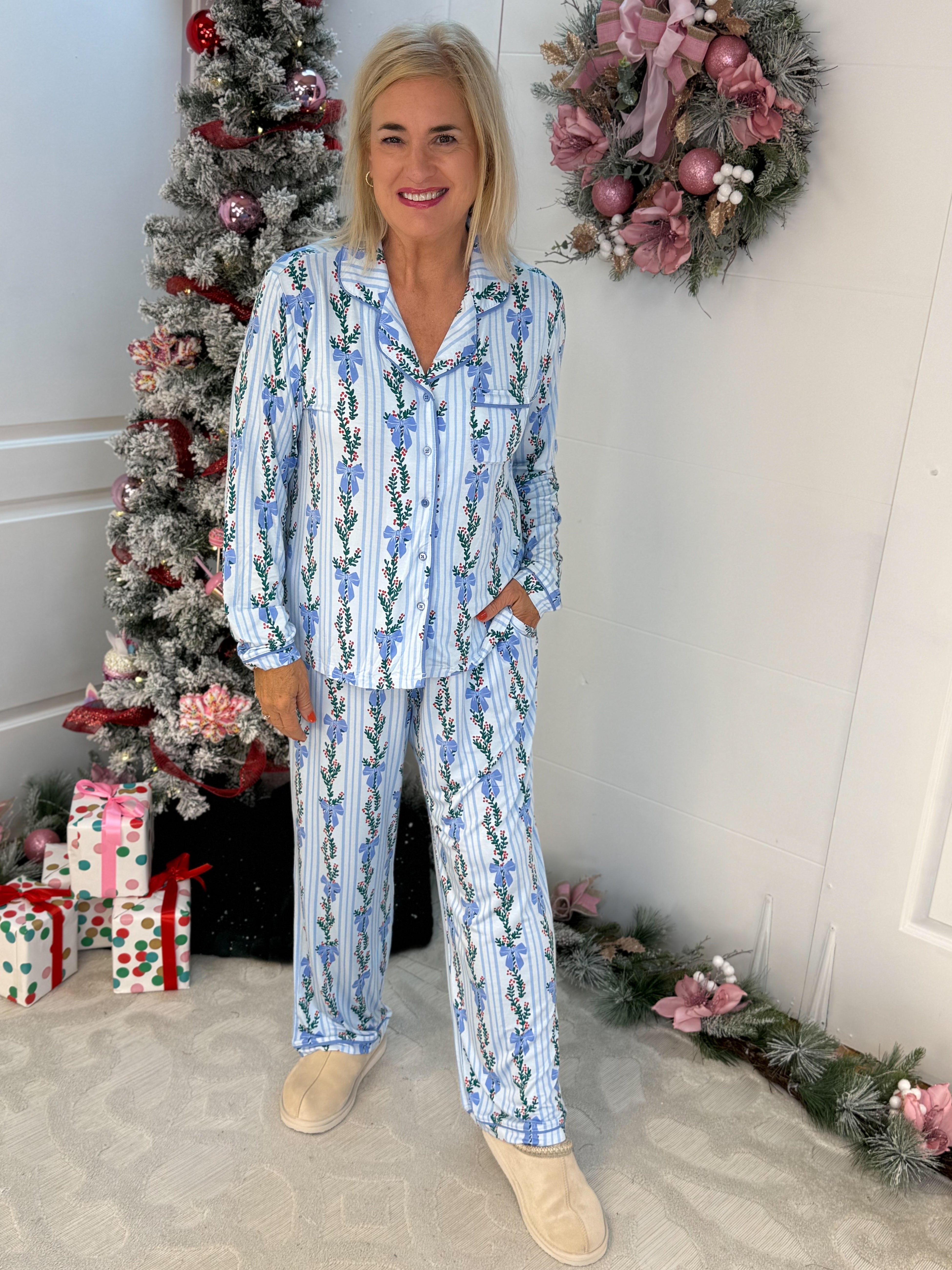 Mary Square Hello Garland Charlotte Pant Set-350 Holiday-Mary Square-The Lovely Closet, Women's Fashion Boutique in Alexandria, KY