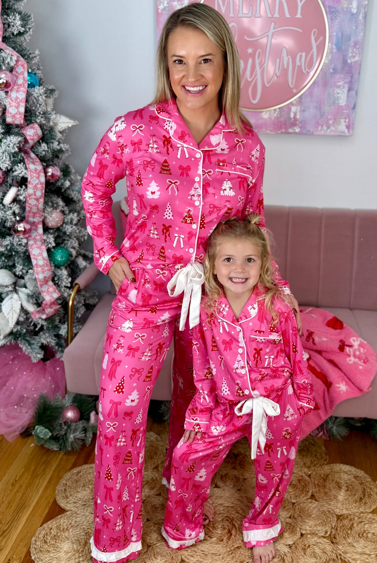 Jess Lea Girls Pretty Pink Christmas Ruffle Pajamas-350 Holiday-Jess Lea-The Lovely Closet, Women's Fashion Boutique in Alexandria, KY