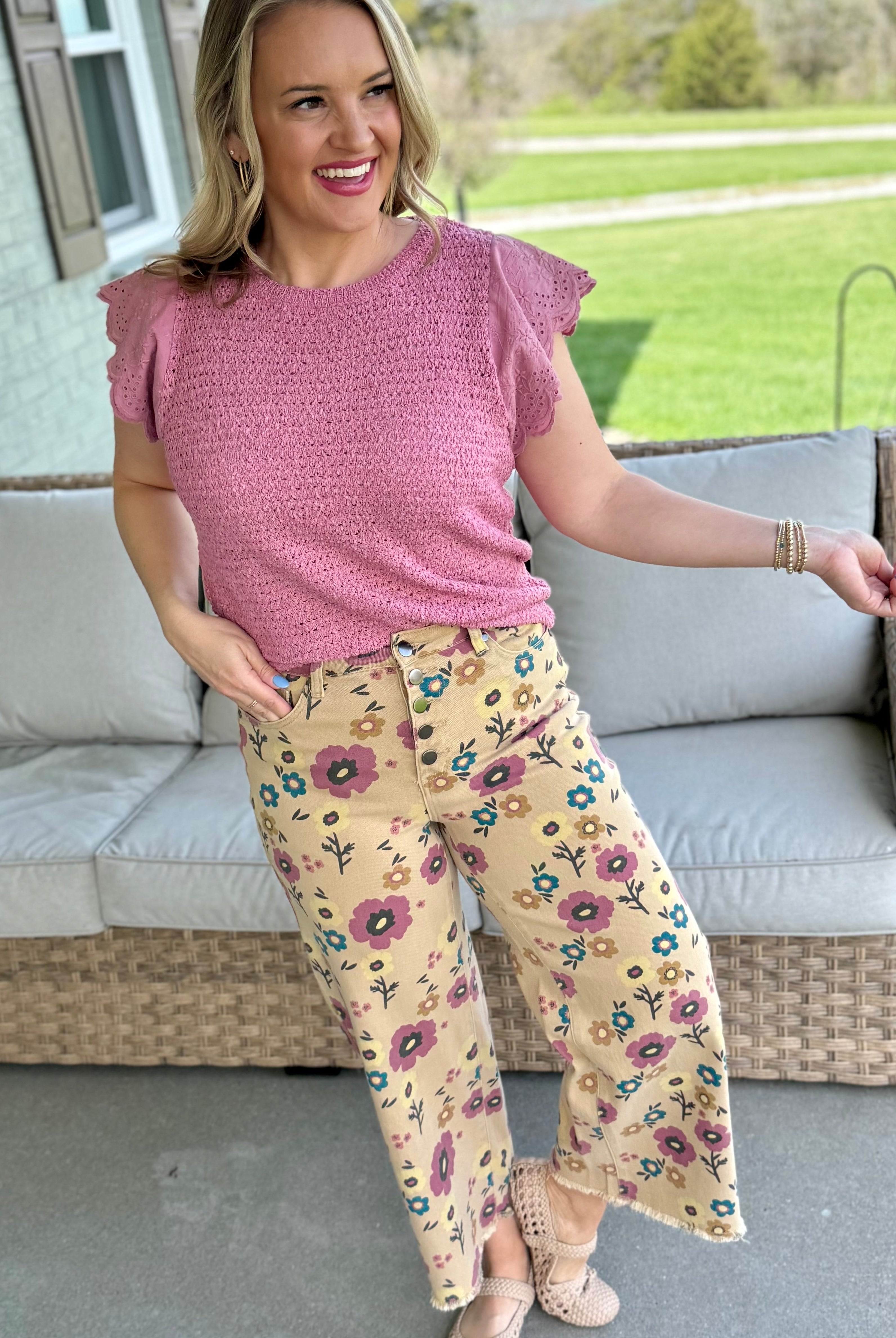 Floral Printed Cropped Pants-240 Pants-easel-The Lovely Closet, Women's Fashion Boutique in Alexandria, KY