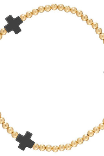 Signature Cross Gold Pattern 3mm Bead Bracelet-260 eNewton-eNewton-The Lovely Closet, Women's Fashion Boutique in Alexandria, KY