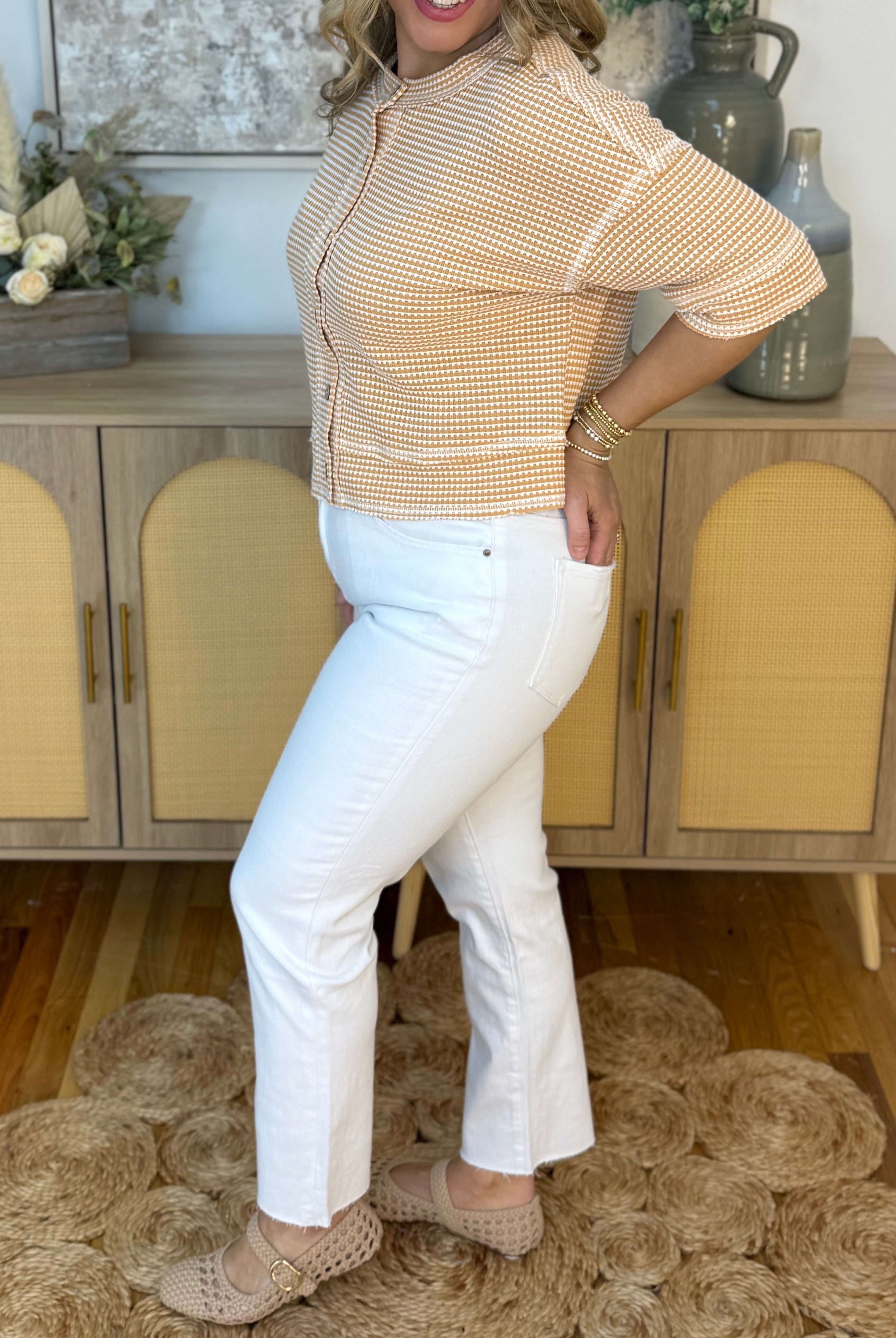 High Waist Cropped Straight - White-210 Jeans-zenana-The Lovely Closet, Women's Fashion Boutique in Alexandria, KY
