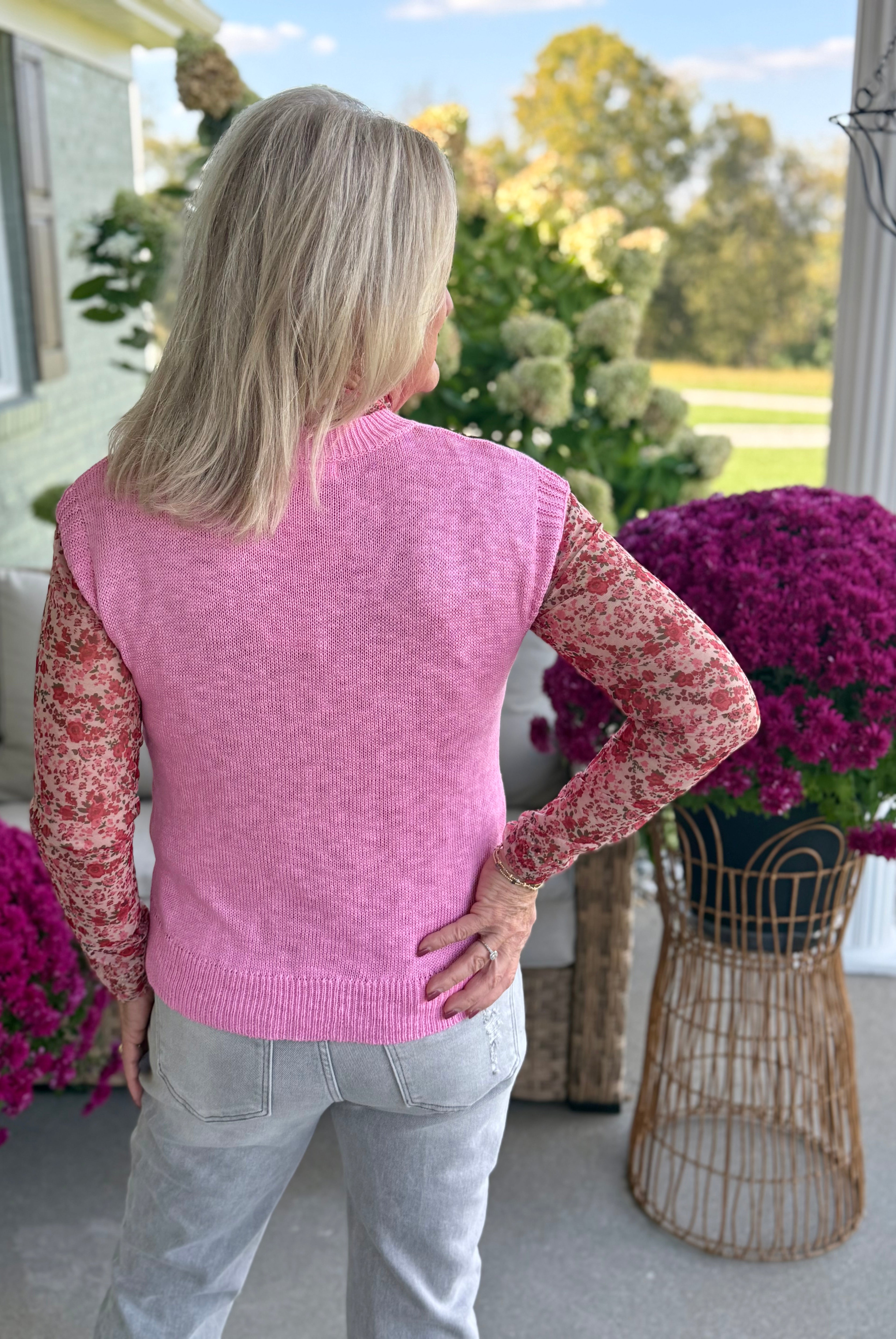 Ready for Fall Knit Top - Pink-120 Sleeveless Tops-Donation Pink-The Lovely Closet, Women's Fashion Boutique in Alexandria, KY