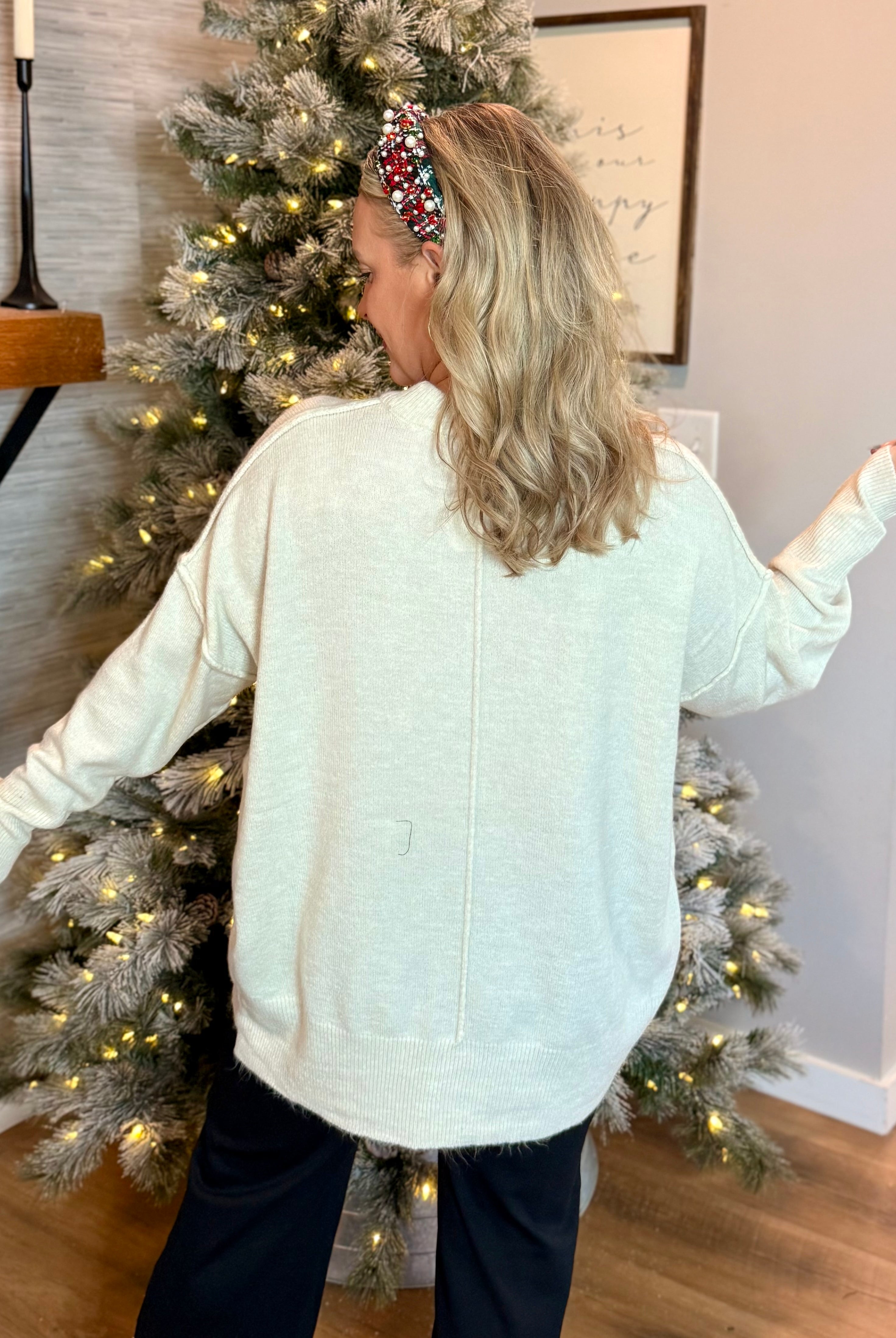 Cozy Chalet Oversized Sweater - Ivory-140 Sweaters-zenana-The Lovely Closet, Women's Fashion Boutique in Alexandria, KY