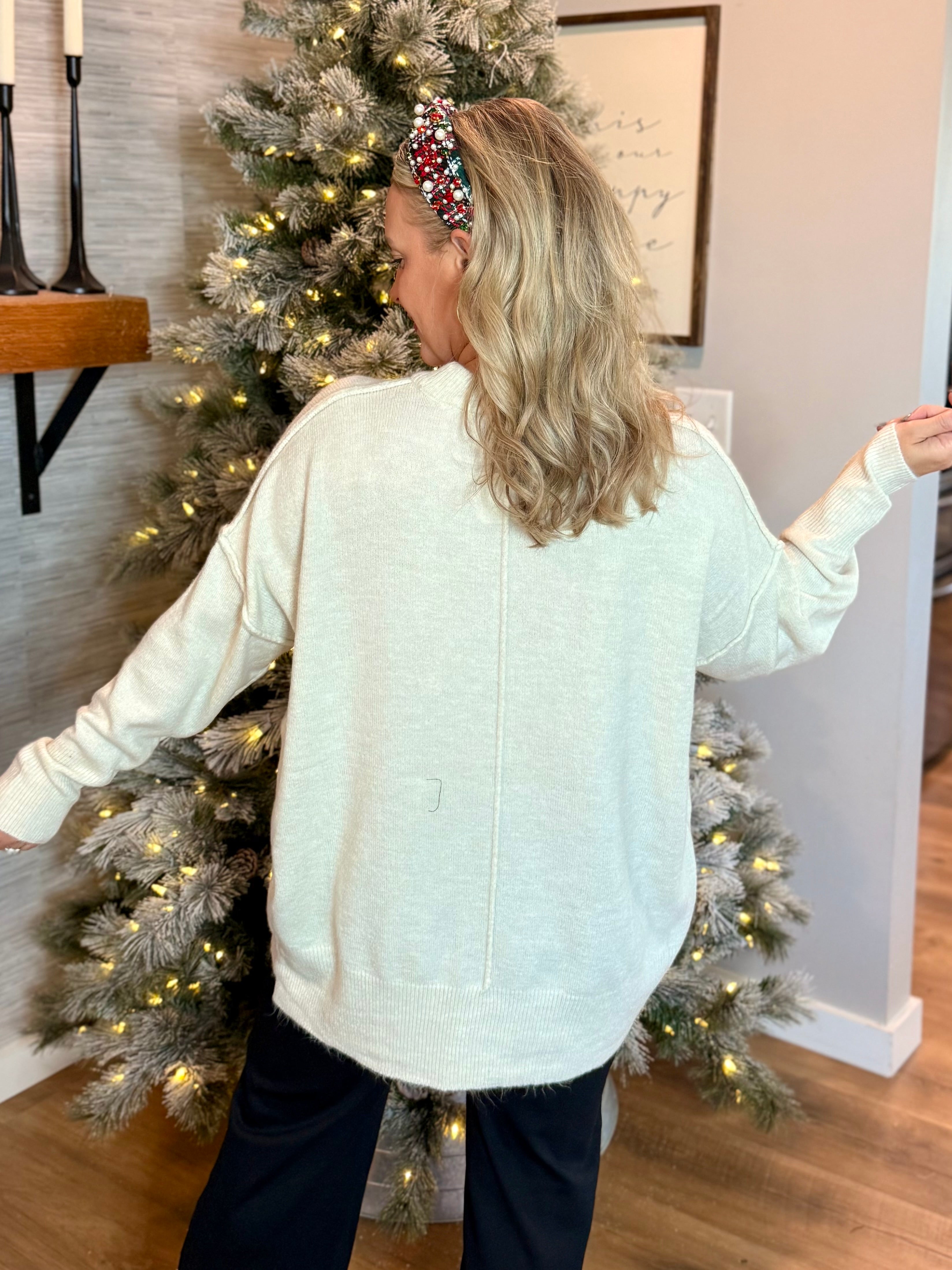 Cozy Chalet Oversized Sweater - Ivory-140 Sweaters-zenana-The Lovely Closet, Women's Fashion Boutique in Alexandria, KY