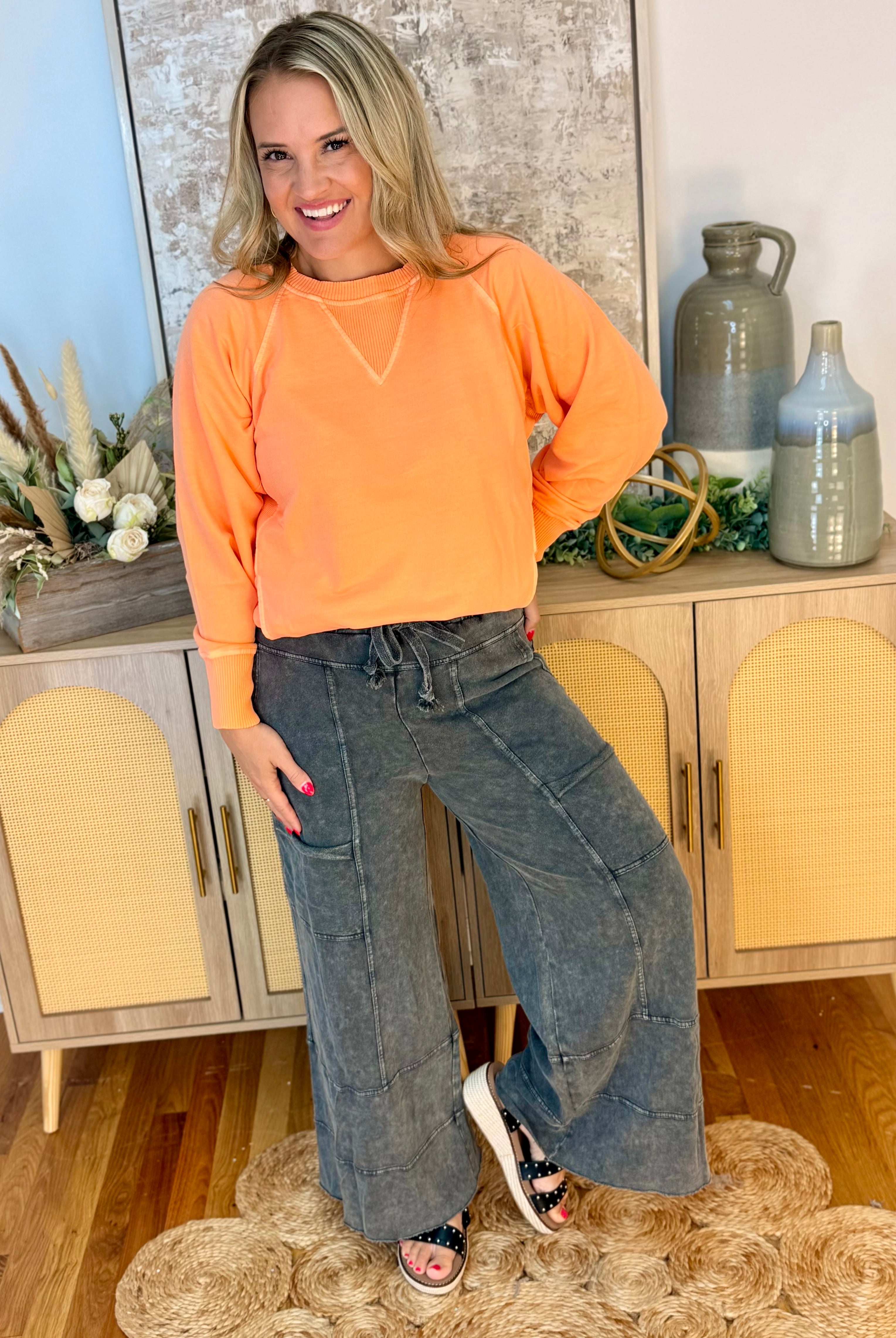 Relaxed Cargo Wide Leg Pants - Ash-240 Pants-easel-The Lovely Closet, Women's Fashion Boutique in Alexandria, KY