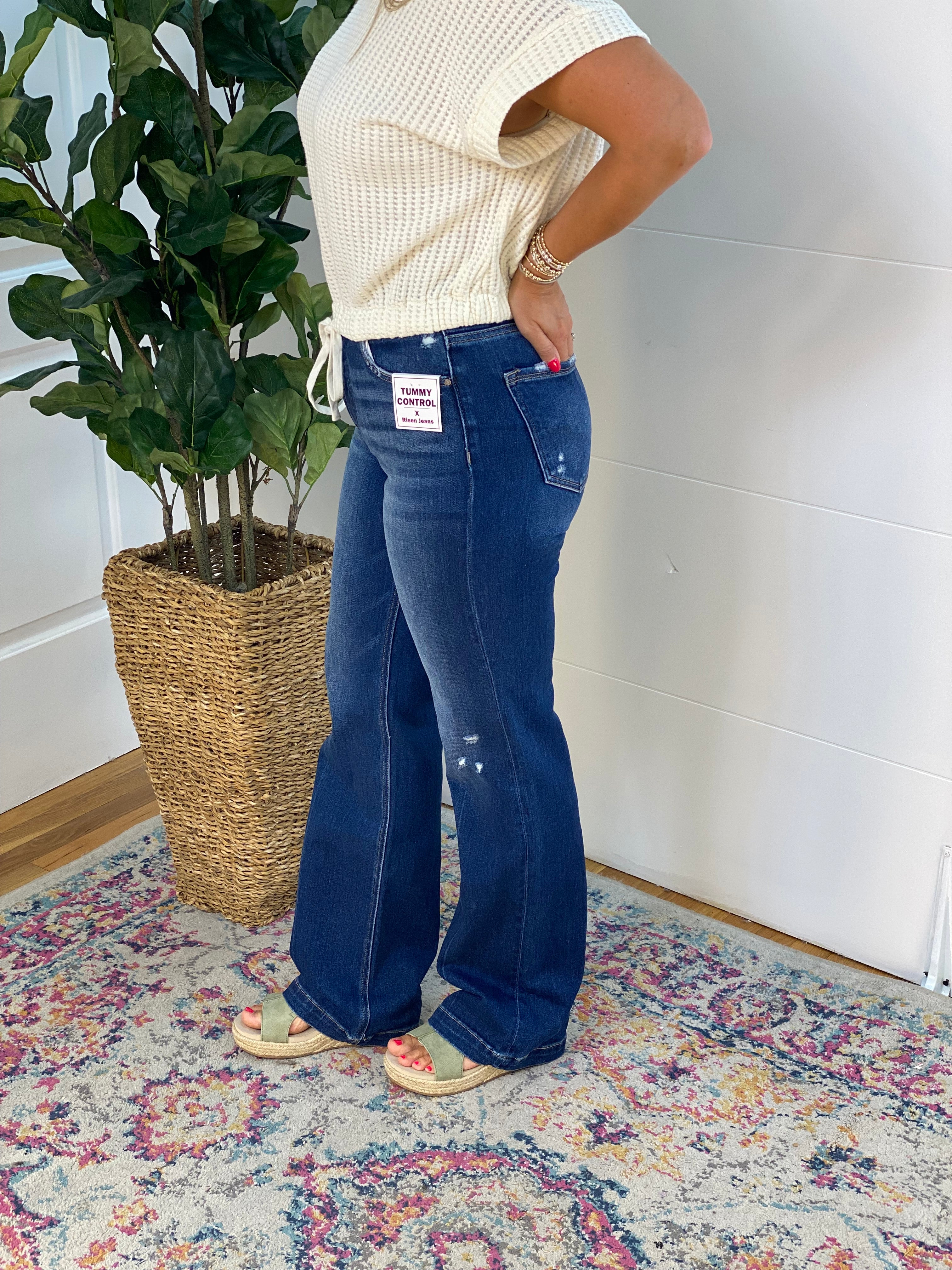 RISEN Tummy Control High Rise Straight Jeans-210 Jeans-Risen-The Lovely Closet, Women's Fashion Boutique in Alexandria, KY