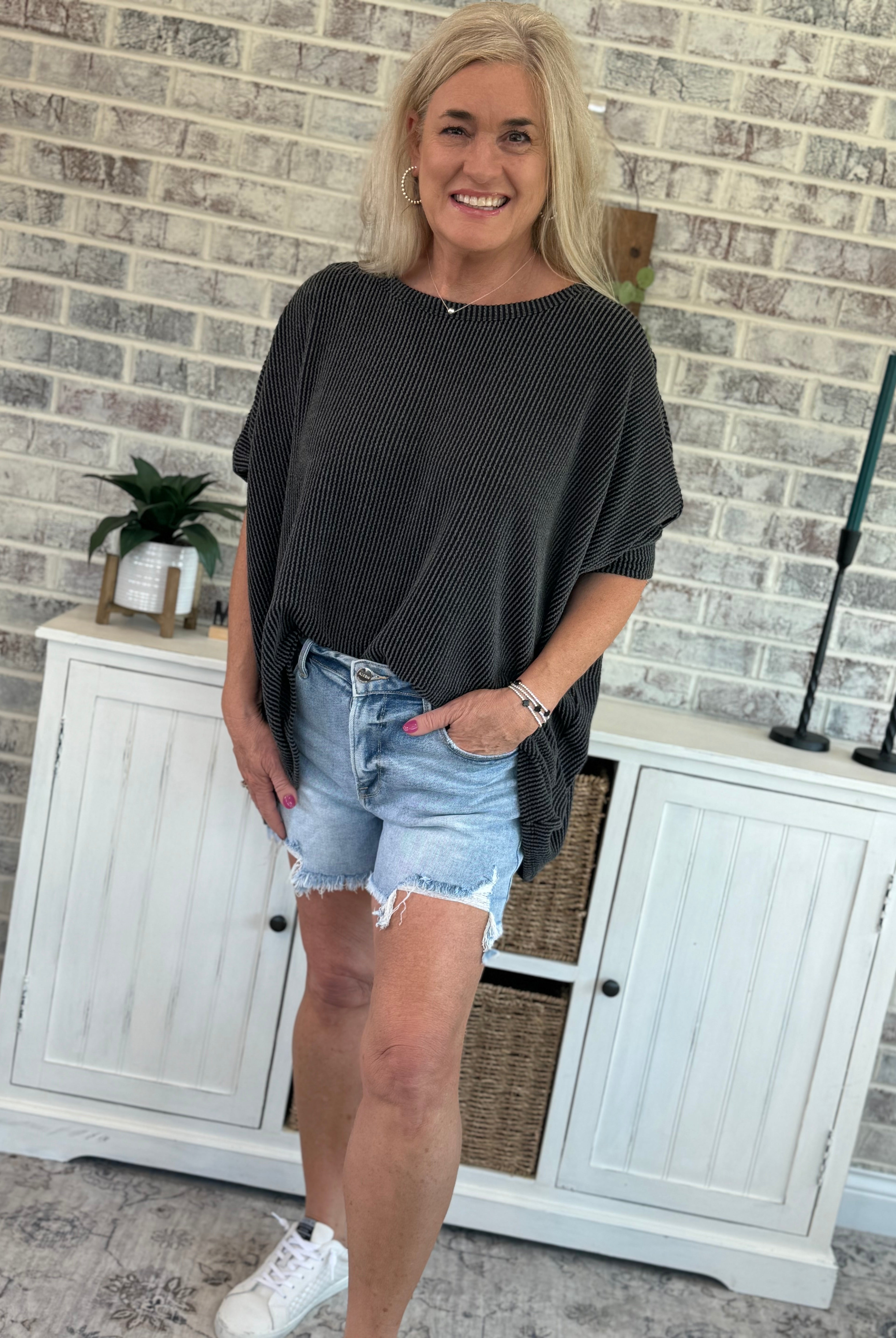 Risen - High Rise Distressed Shorts-Shorts-Risen-The Lovely Closet, Women's Fashion Boutique in Alexandria, KY