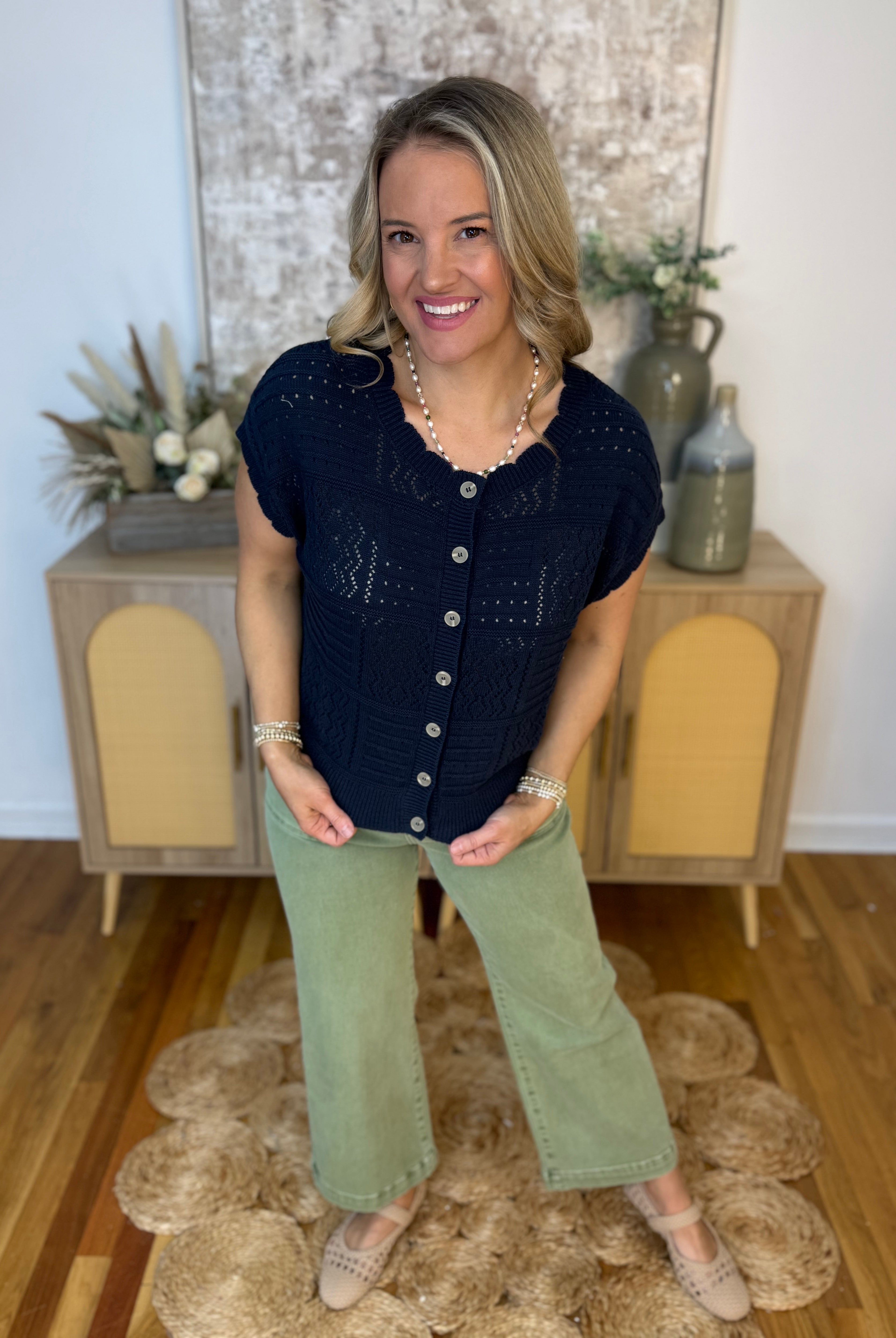 Coastline Short Sleeve Cadigan-100 Short Sleeve Tops-Blu Pepper-The Lovely Closet, Women's Fashion Boutique in Alexandria, KY