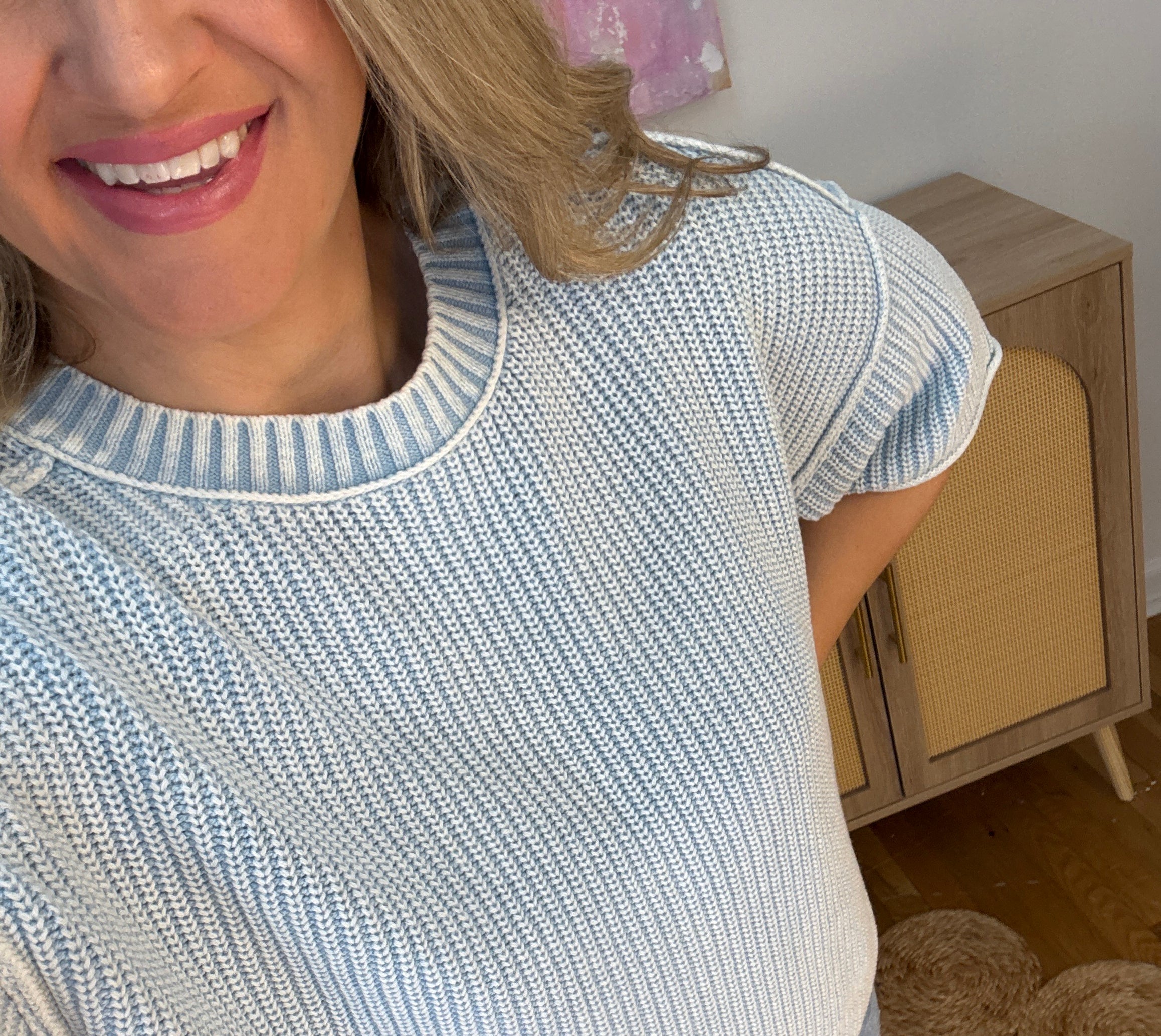 Let's Getaway Short Sleeve Sweater - Sky Blue-100 Short Sleeve Tops-Blu Pepper-The Lovely Closet, Women's Fashion Boutique in Alexandria, KY