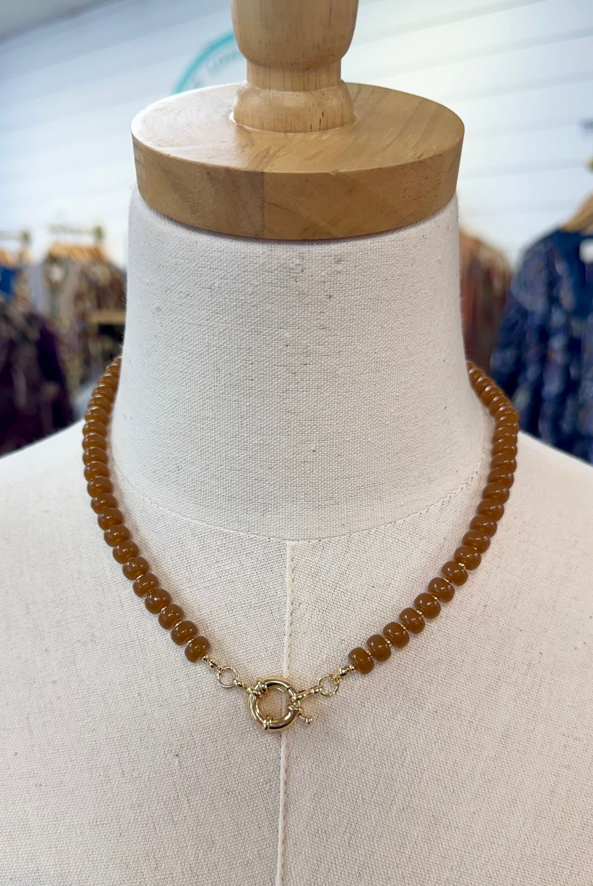 Pecan Pie Candy Bead Necklace-280 Accessories-Golden Stella-The Lovely Closet, Women's Fashion Boutique in Alexandria, KY