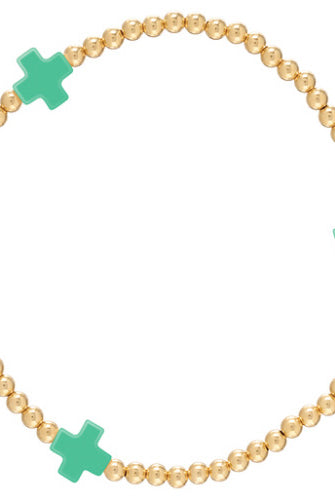 Signature Cross Gold Pattern 3mm Bead Bracelet-260 eNewton-eNewton-The Lovely Closet, Women's Fashion Boutique in Alexandria, KY