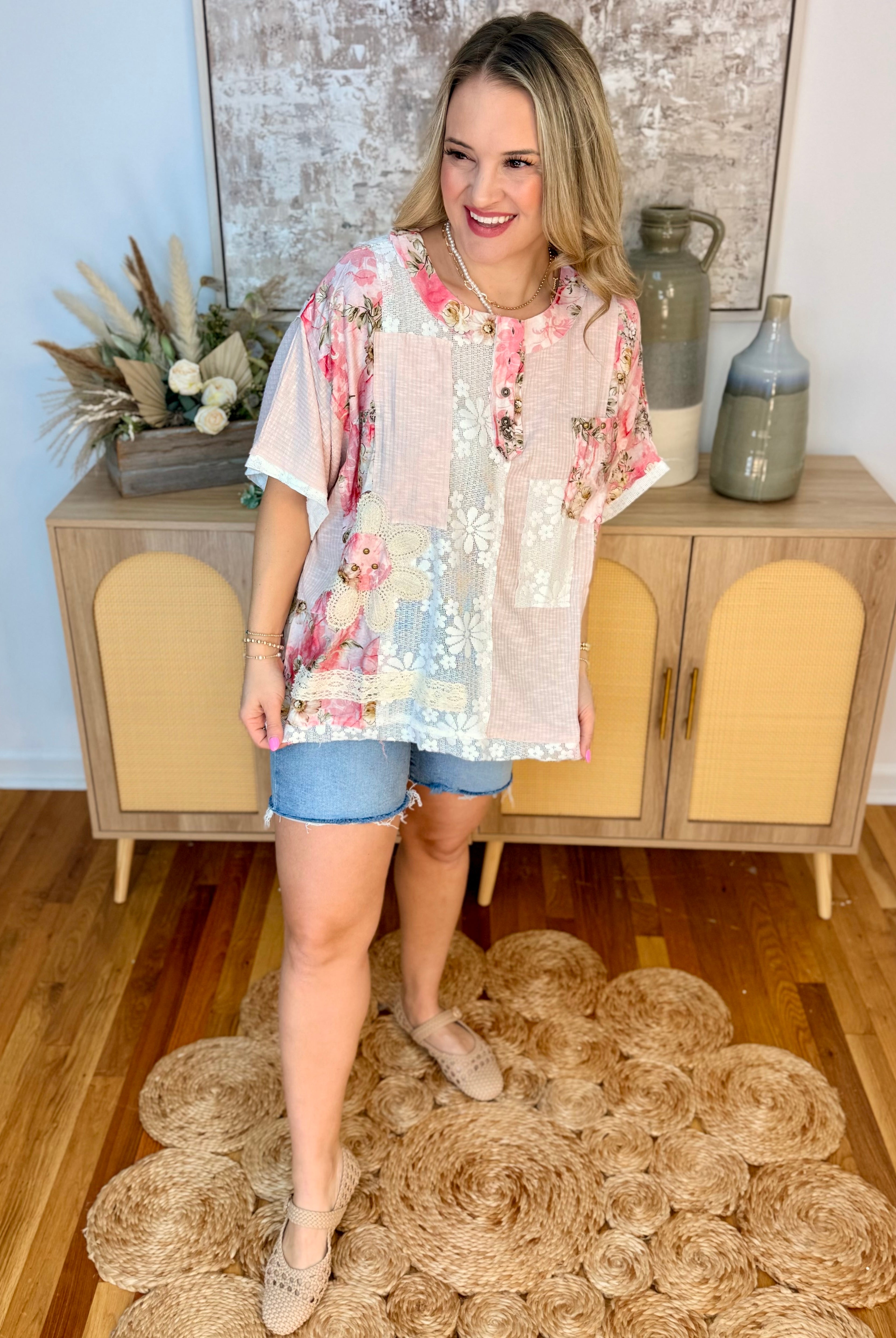 Floral Frenzy Top-100 Short Sleeve Tops-Pol Clothing-The Lovely Closet, Women's Fashion Boutique in Alexandria, KY