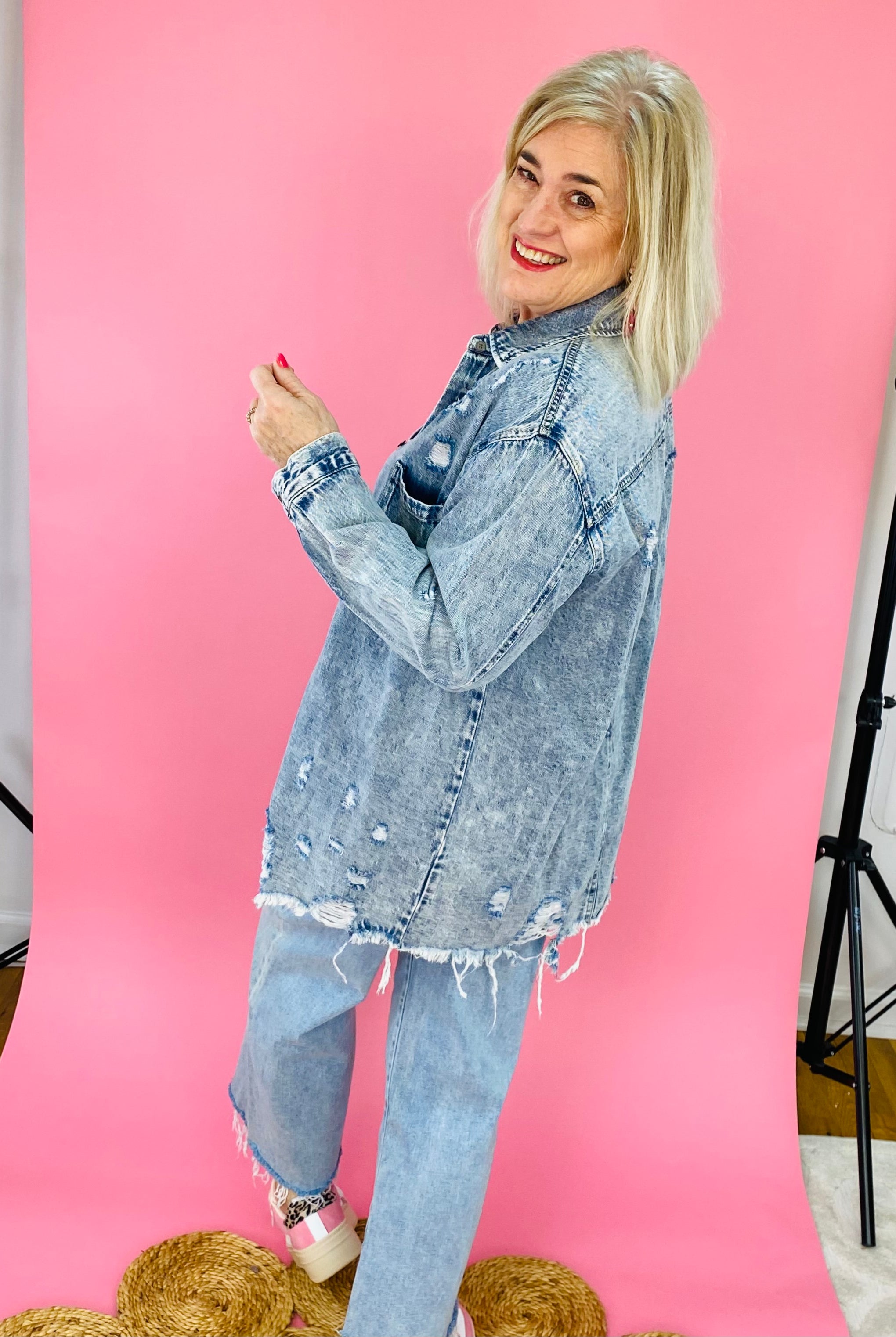 Risen Now or Never Distressed Shirt-110 Long Sleeve Top-Risen-The Lovely Closet, Women's Fashion Boutique in Alexandria, KY