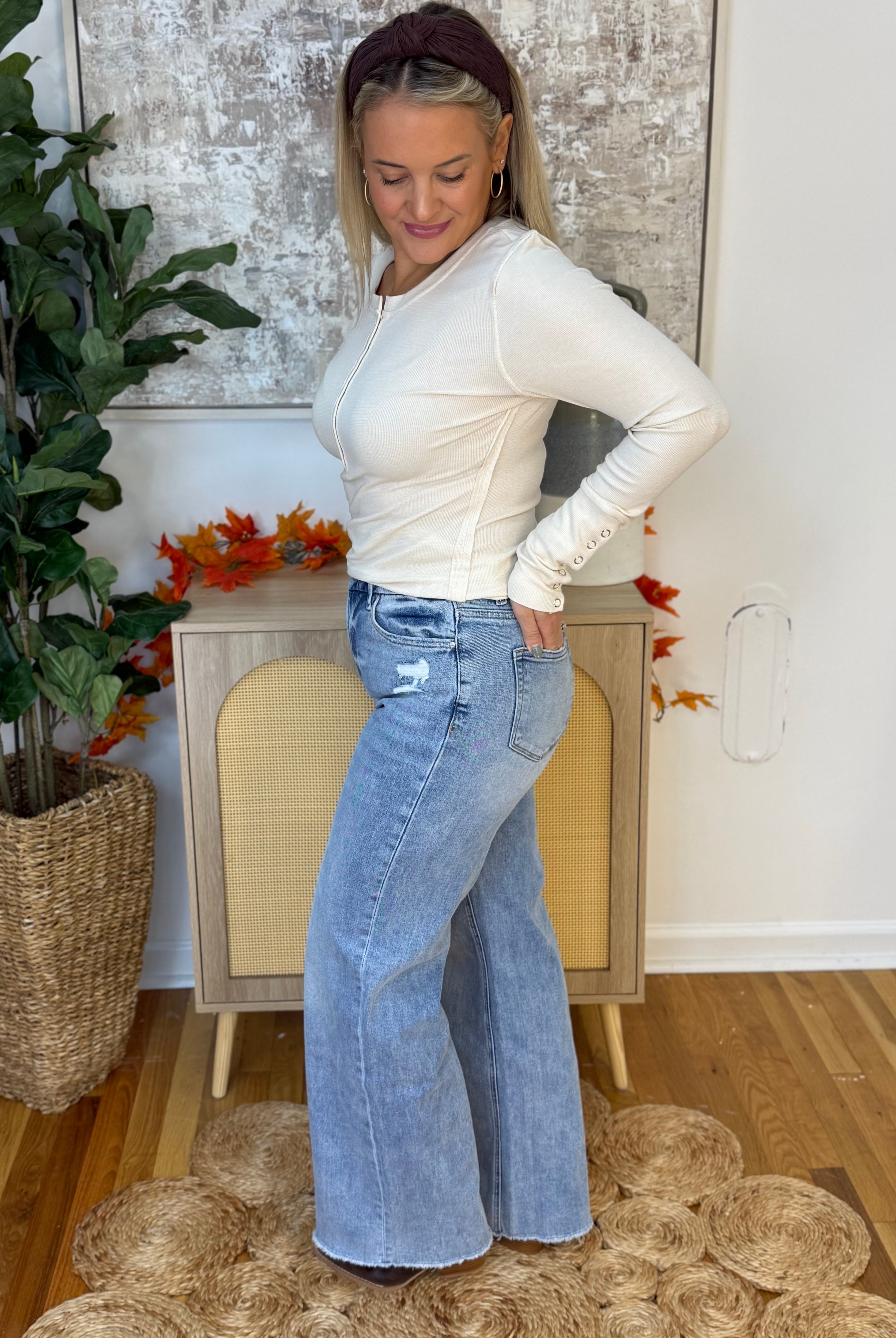 Mica Stretch High Rise Wide Leg Jeans-210 Jeans-Mica Denim-The Lovely Closet, Women's Fashion Boutique in Alexandria, KY