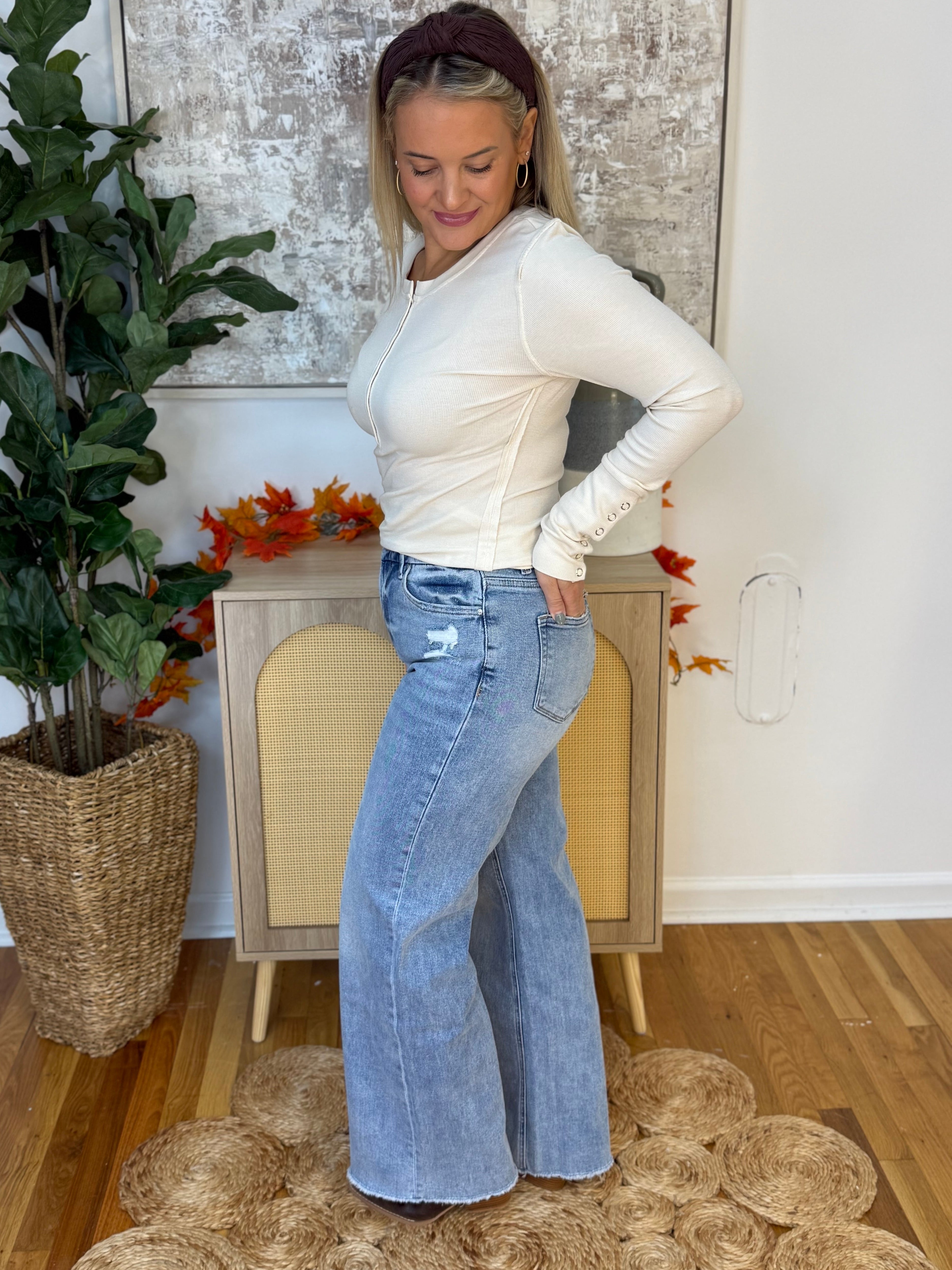 Mica Stretch High Rise Wide Leg Jeans-210 Jeans-Mica Denim-The Lovely Closet, Women's Fashion Boutique in Alexandria, KY