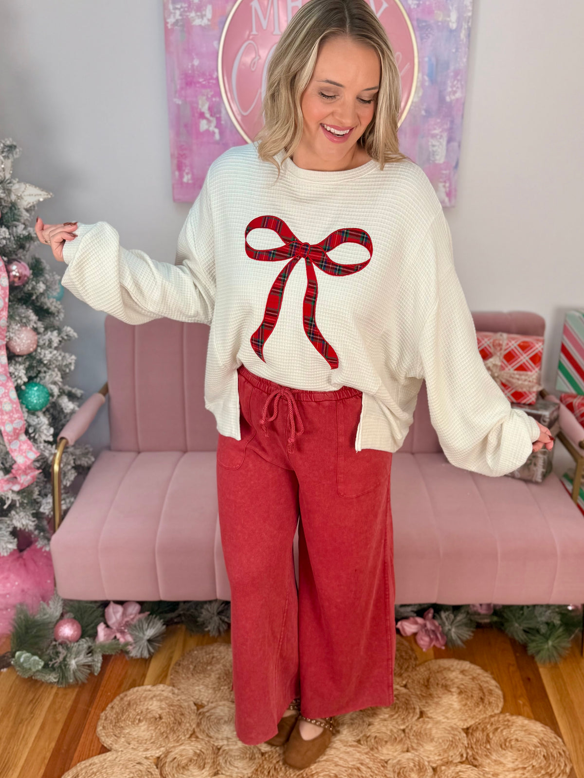Home for the Holidays Top-110 Long Sleeve Top-Main Strip-The Lovely Closet, Women's Fashion Boutique in Alexandria, KY