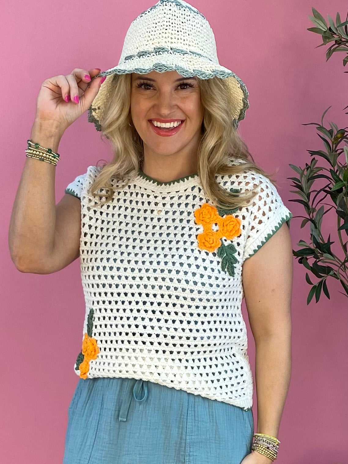 FINAL SALE - CC Straw Bucket Hat - SPF 55 Natural/Sage-300 Headwear-judson-The Lovely Closet, Women's Fashion Boutique in Alexandria, KY