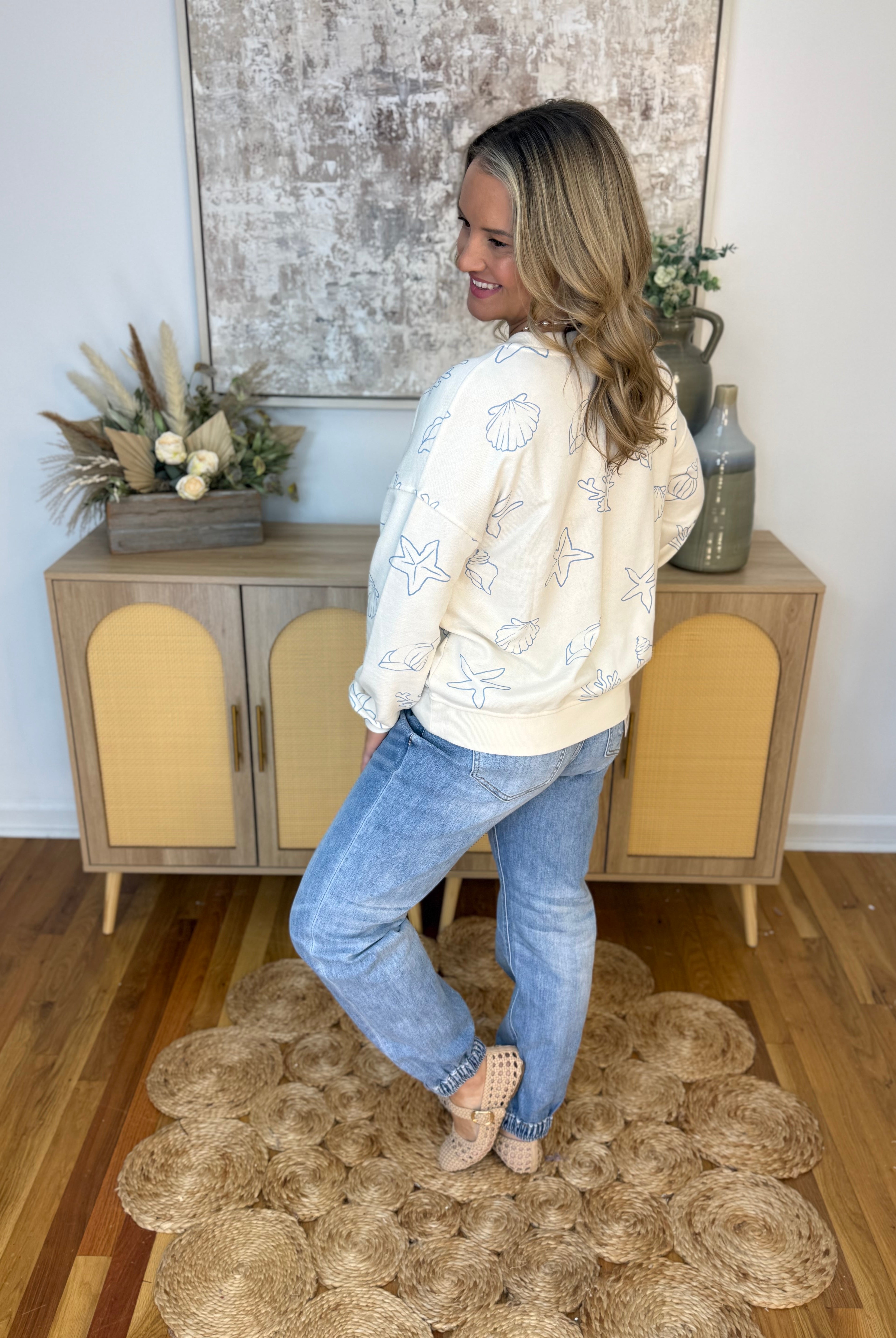 Resort Ready Sea Motif Pullover-110 Long Sleeve Top-Blu Pepper-The Lovely Closet, Women's Fashion Boutique in Alexandria, KY