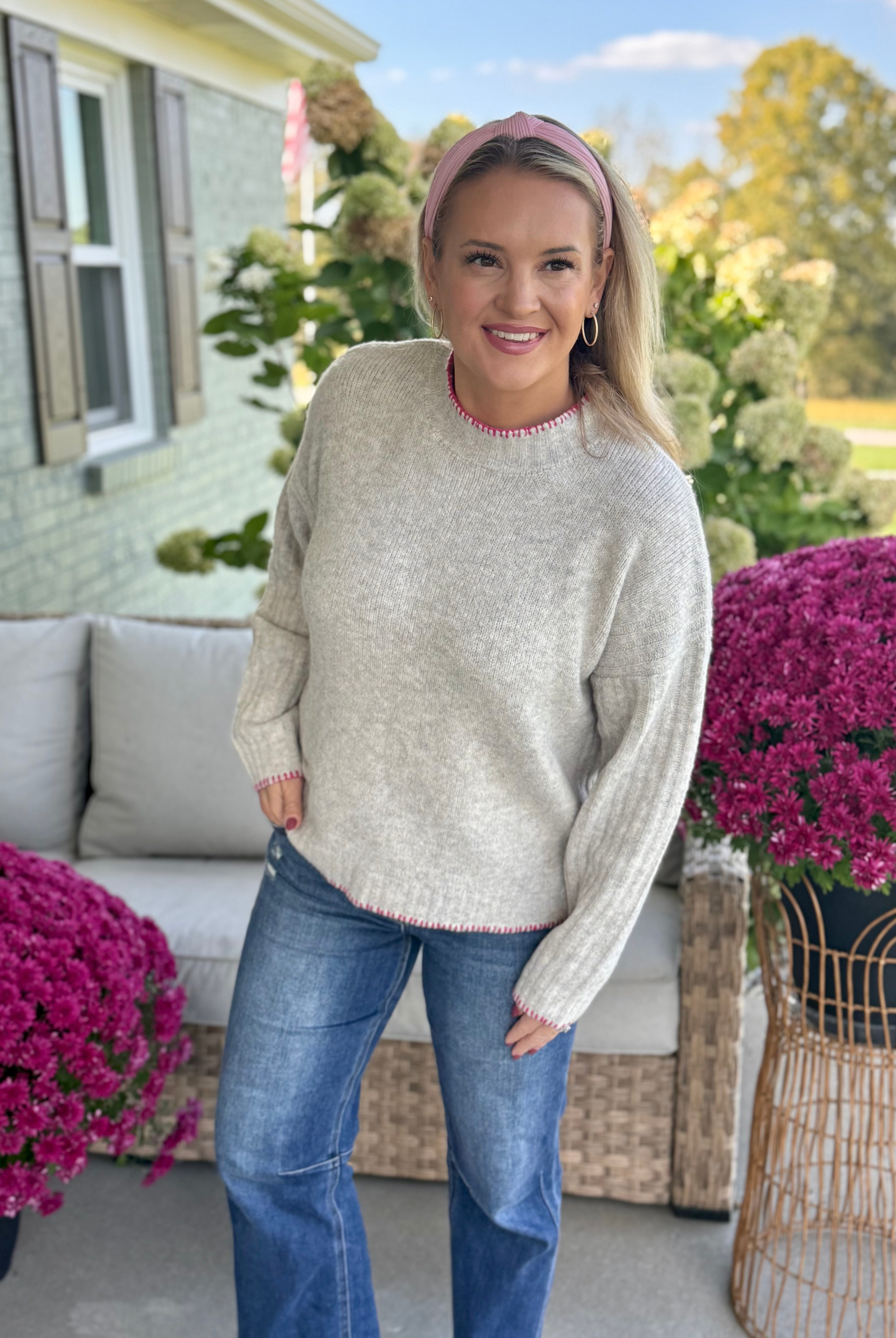 Touched by Pink Sweater-140 Sweaters-Donation Pink-The Lovely Closet, Women's Fashion Boutique in Alexandria, KY