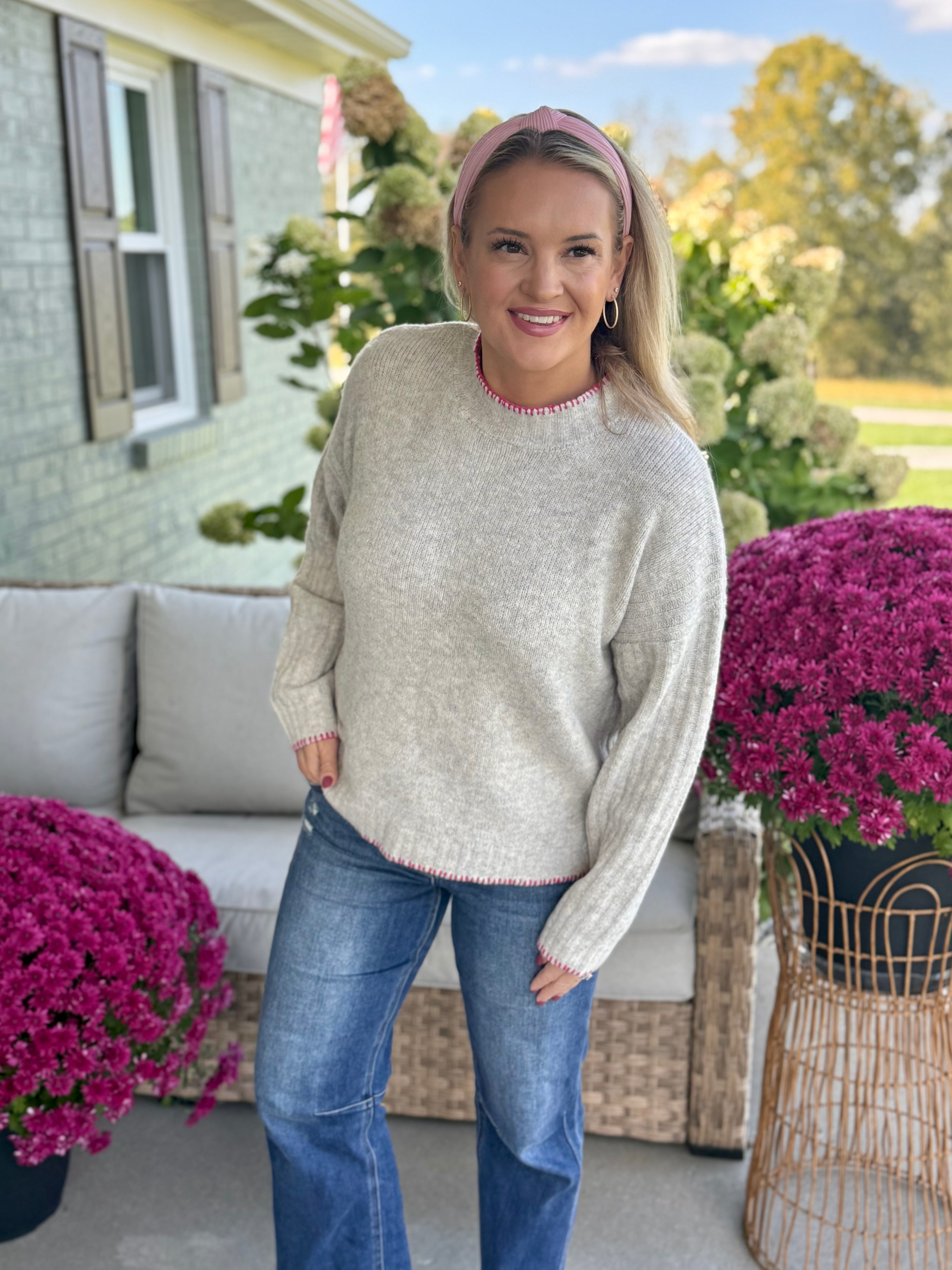 Touched by Pink Sweater-140 Sweaters-Donation Pink-The Lovely Closet, Women's Fashion Boutique in Alexandria, KY