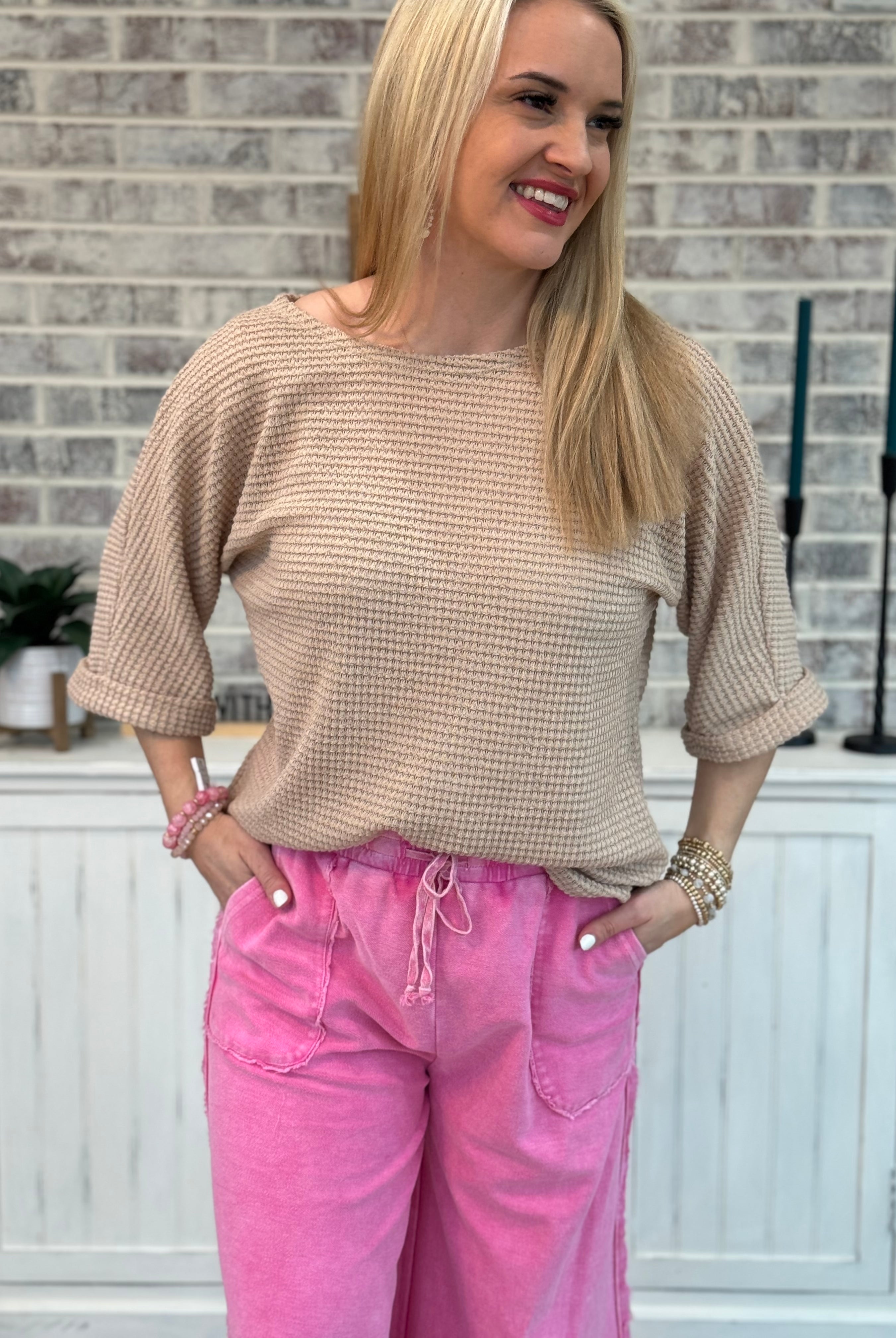 FINAL SALE Spring Forward Waffle Knit Top-The Lovely Closet-The Lovely Closet, Women's Fashion Boutique in Alexandria, KY