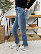 RISEN Button Fly Relaxed Fit Skinny-210 Jeans-Risen-The Lovely Closet, Women's Fashion Boutique in Alexandria, KY