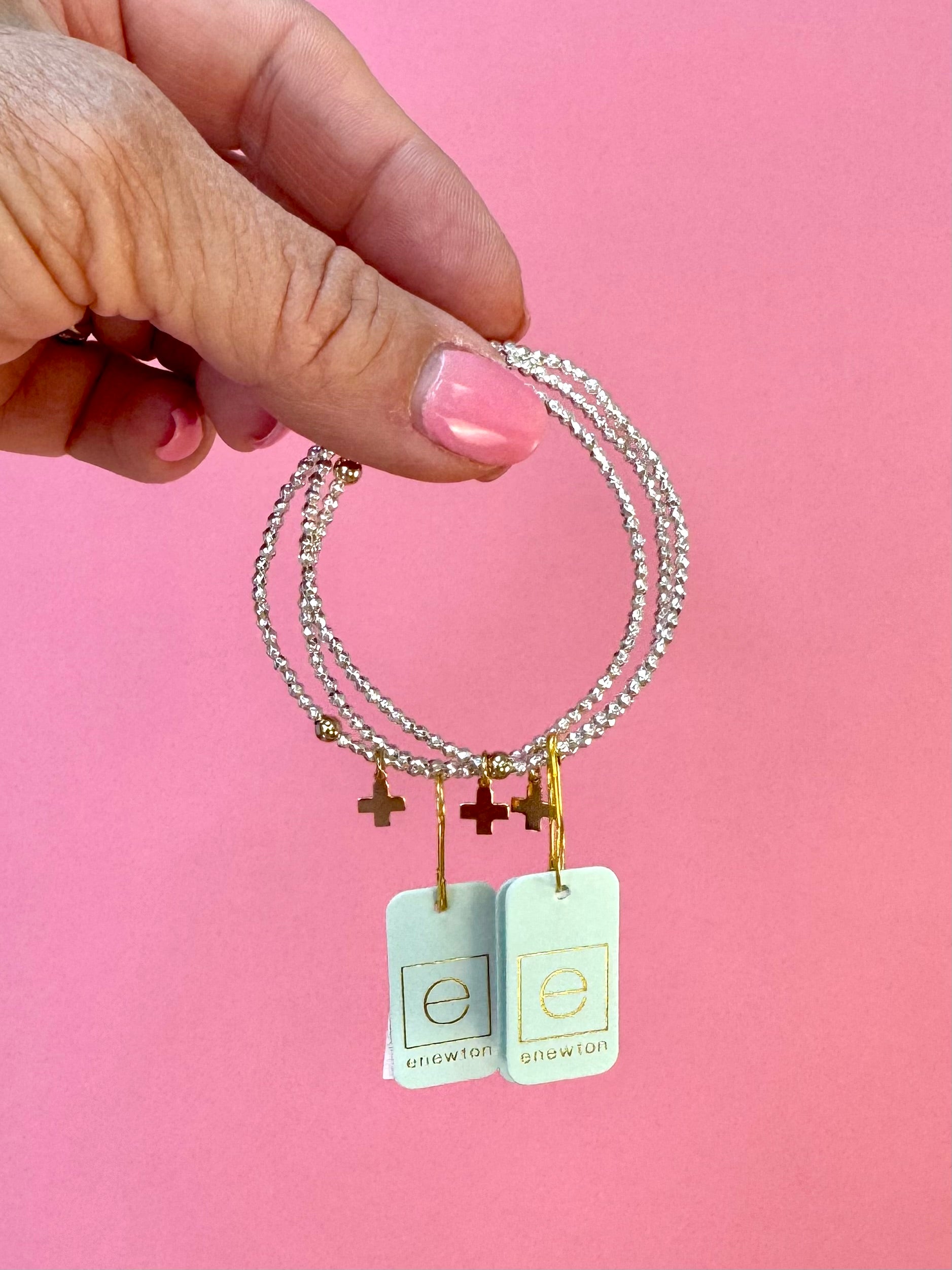 Bright Silver Hematite 2mm Signature Cross Charm-260 eNewton-eNewton-The Lovely Closet, Women's Fashion Boutique in Alexandria, KY