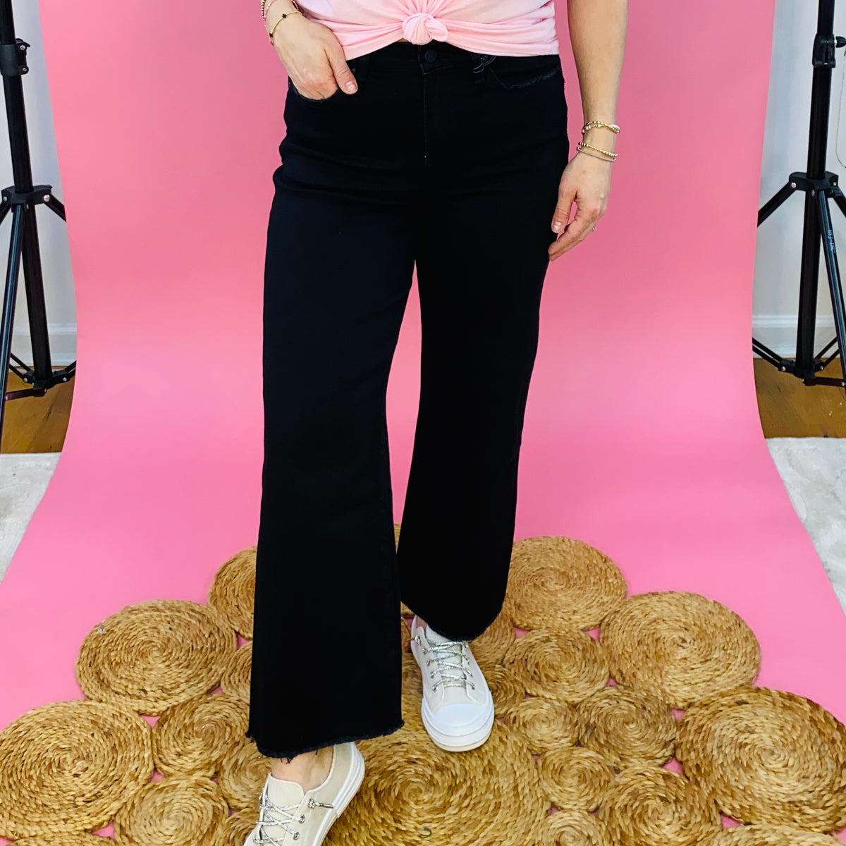 MICA WIDE LEG CROP Black Jeans – The Lovely Closet