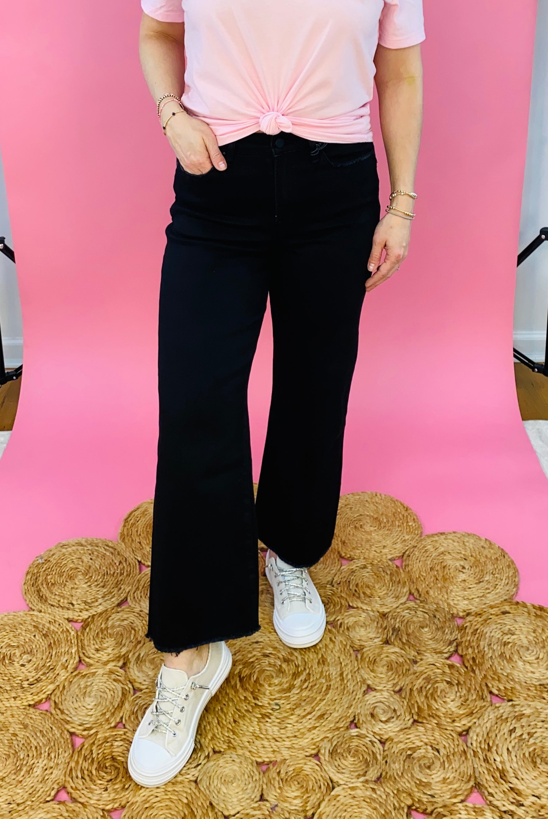 MICA WIDE LEG CROP Black Jeans-210 Jeans-Mica Denim-The Lovely Closet, Women's Fashion Boutique in Alexandria, KY