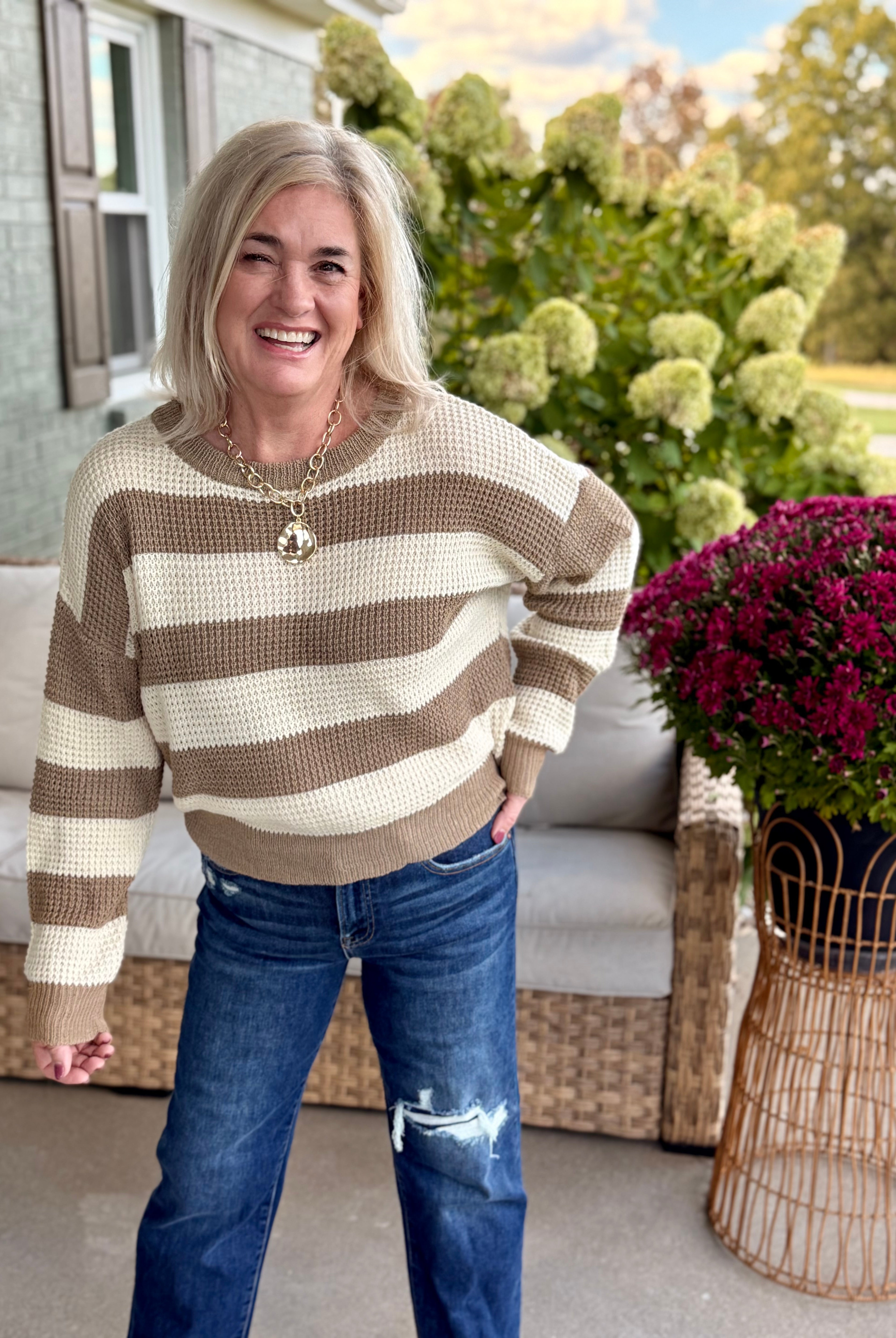 Autumn Breeze Sweater - Taupe-140 Sweaters-La Miel-The Lovely Closet, Women's Fashion Boutique in Alexandria, KY