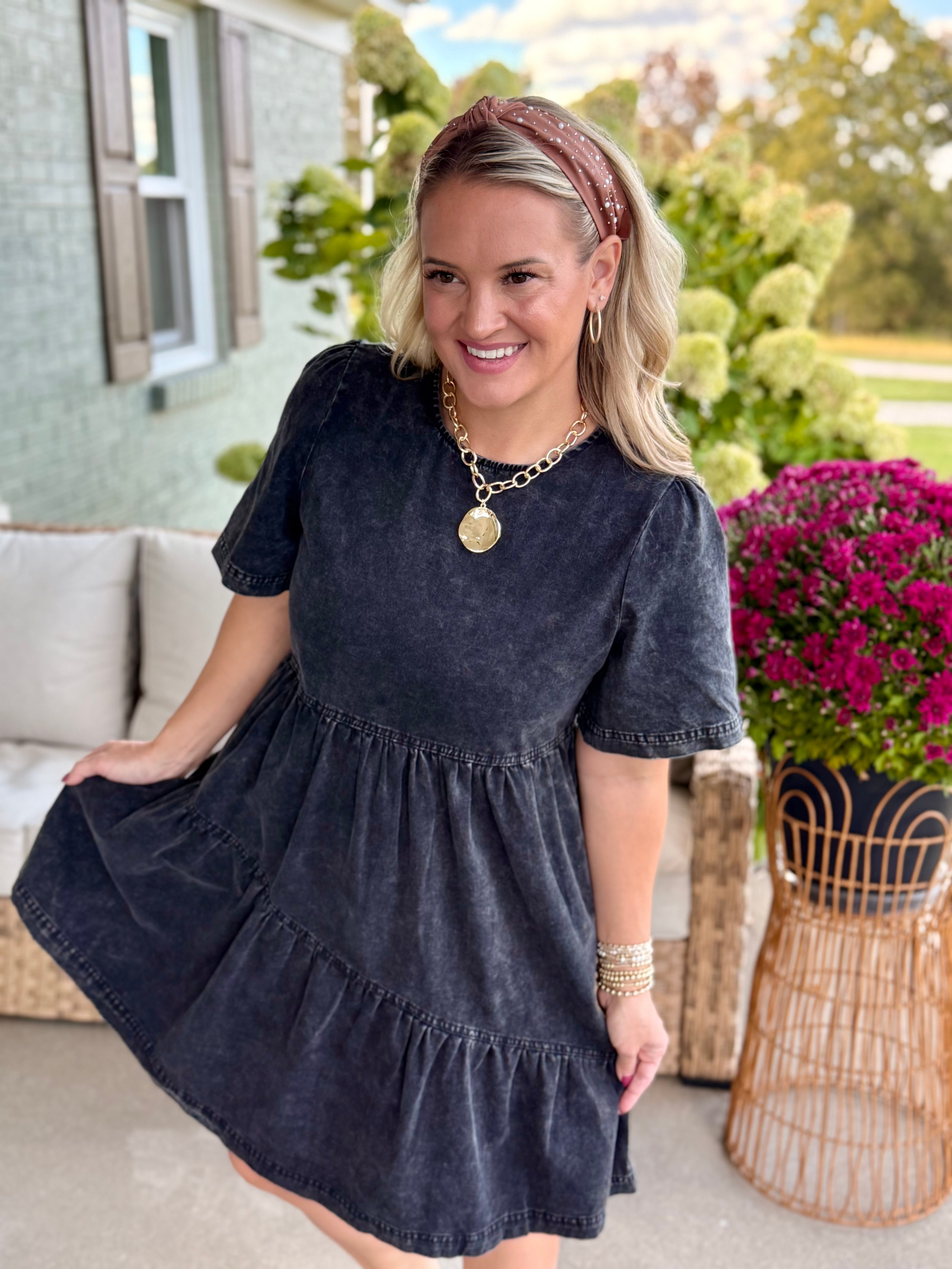 Mineral Washed Dress-180 Dresses-Anniewear-The Lovely Closet, Women's Fashion Boutique in Alexandria, KY