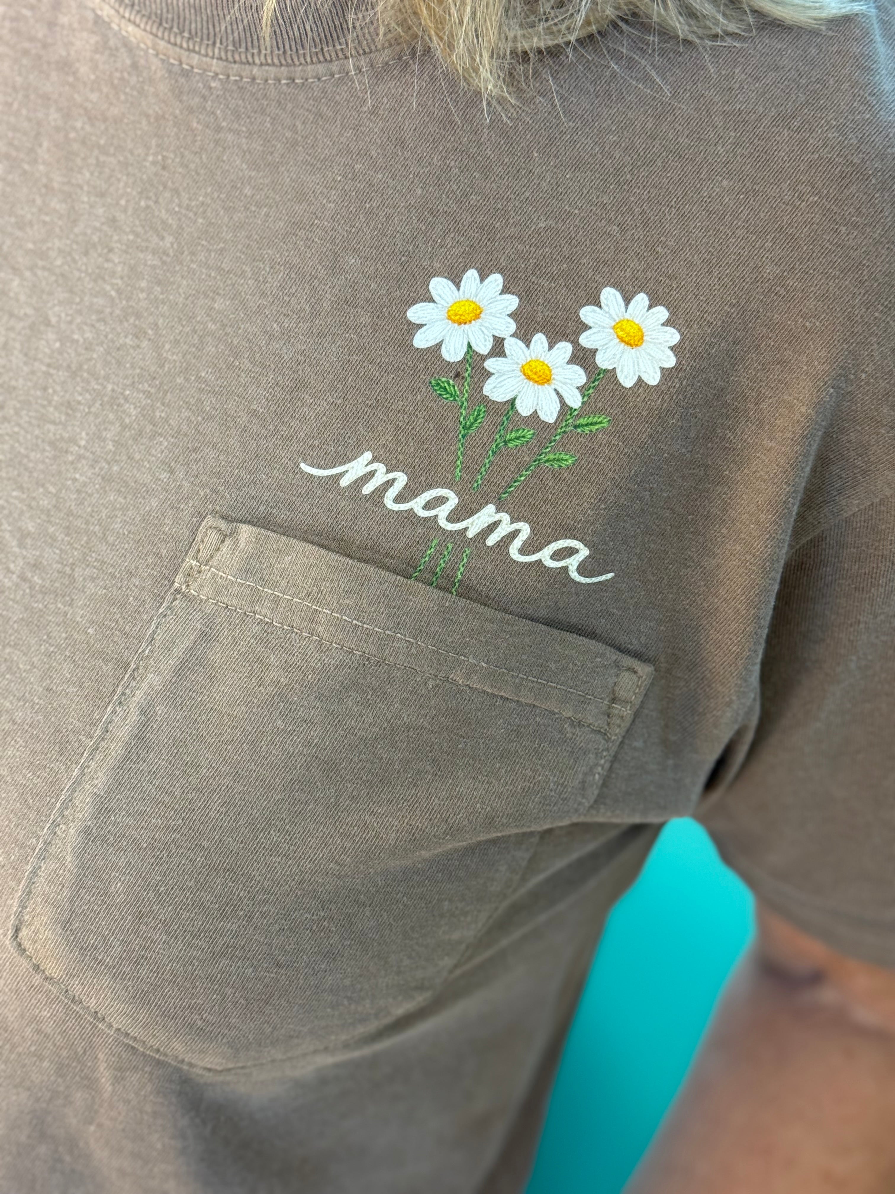 Daisy Mama Pocket Graphic T-Shirt-130 Graphics-The Lovely Closet-The Lovely Closet, Women's Fashion Boutique in Alexandria, KY