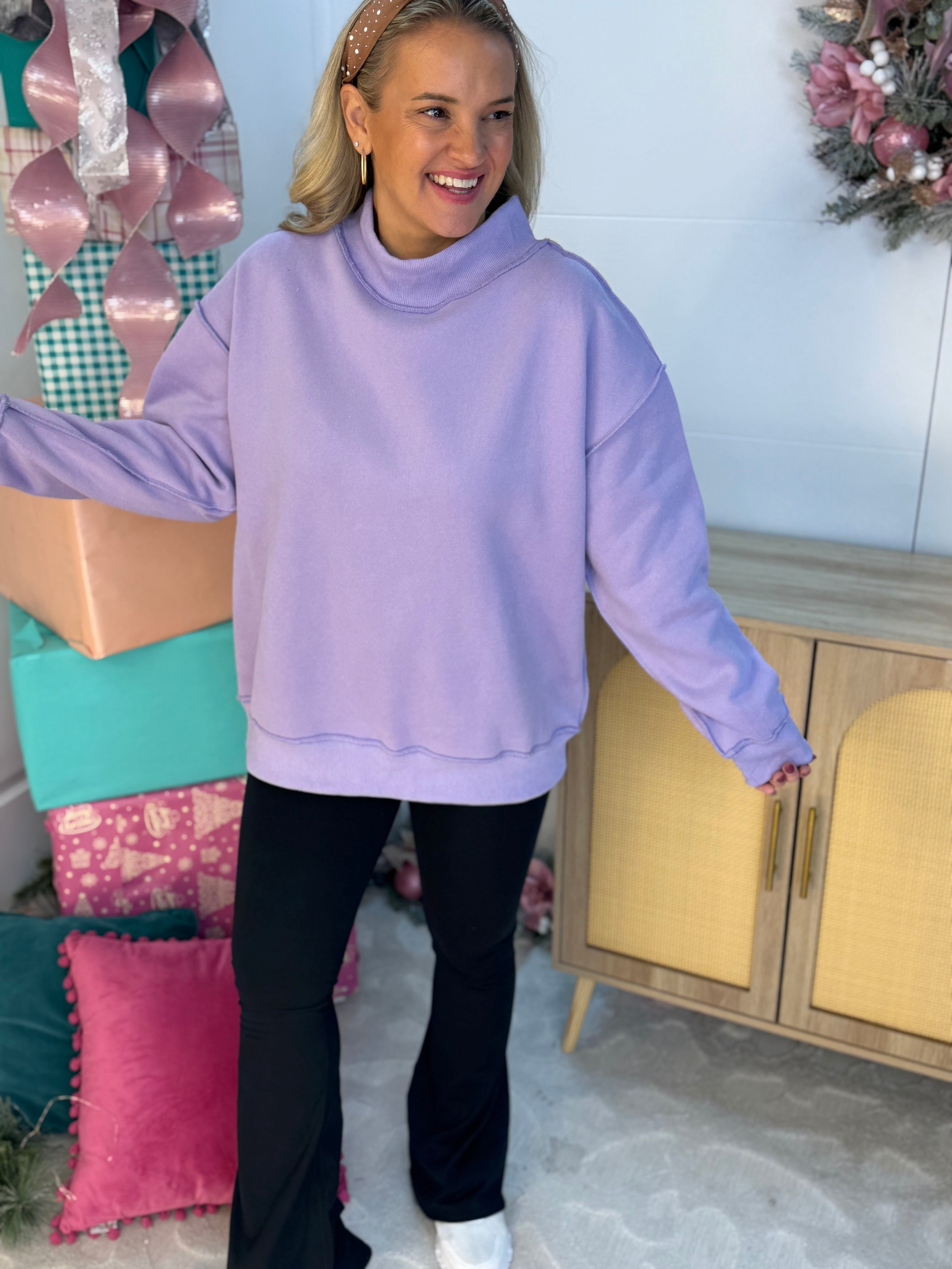 Cozy Era Pullover - Lavender-150 Sweatshirts-The Lovely Closet-The Lovely Closet, Women's Fashion Boutique in Alexandria, KY