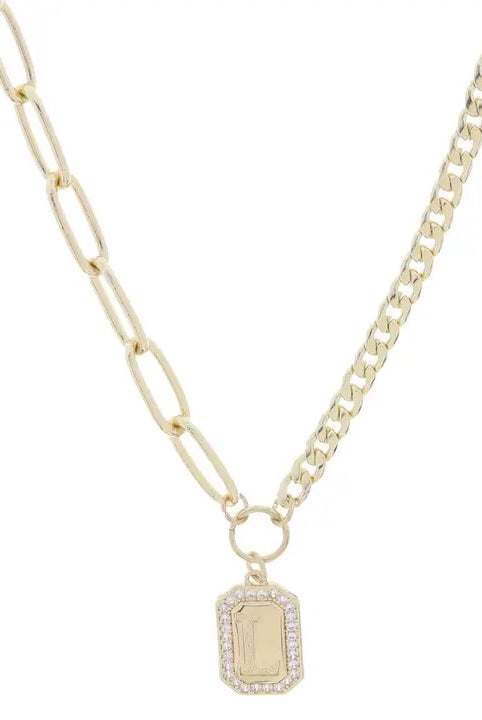 Initial Plate Necklace-250 Jewelry-Jane Marie-The Lovely Closet, Women's Fashion Boutique in Alexandria, KY