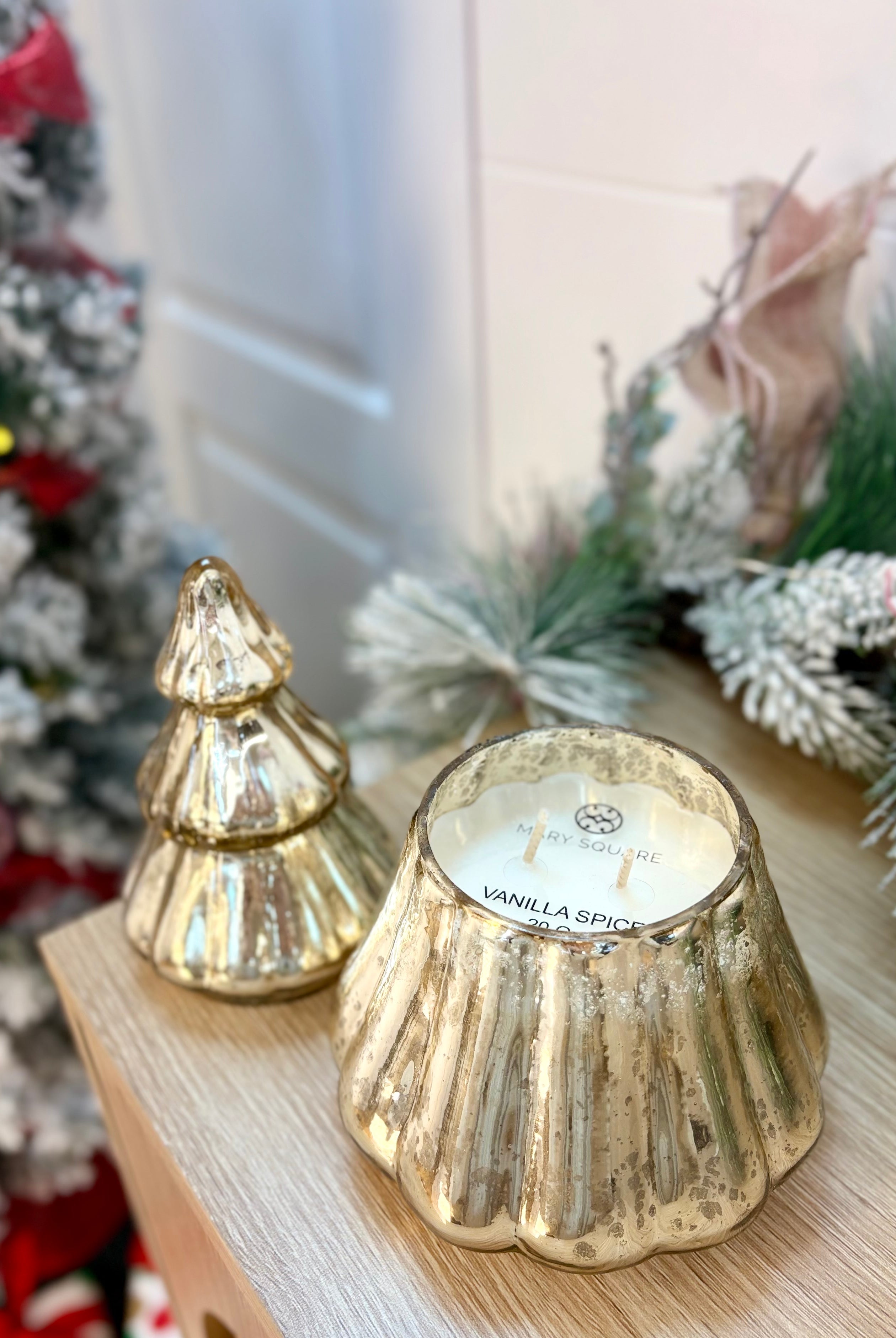 Christmas Tree Gold Mercury Glass Candle-350 Holiday-Mary Square-The Lovely Closet, Women's Fashion Boutique in Alexandria, KY