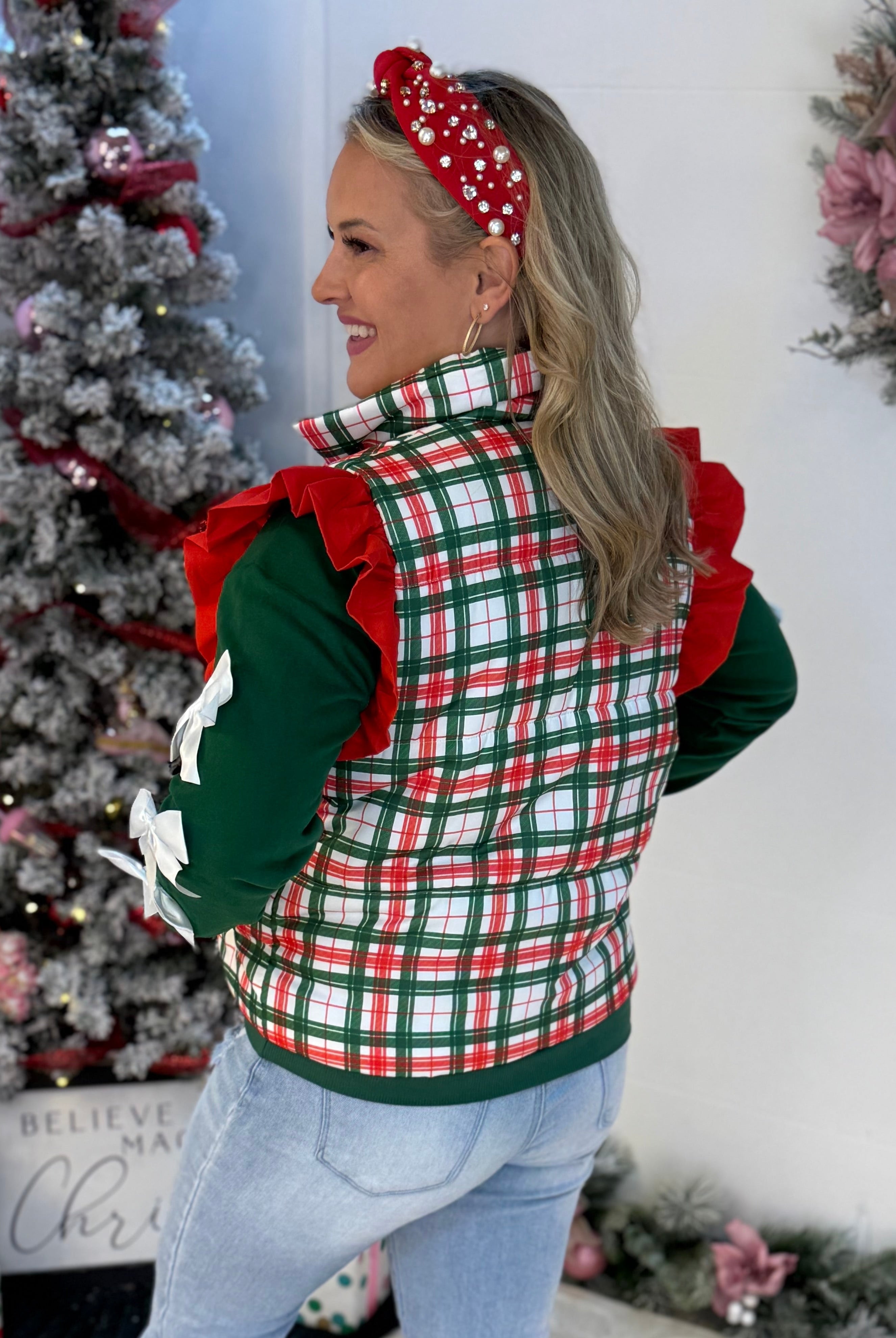 Jess Lea Classic Christmas Plaid Vest-170 Jackets/Outerwear-Jess Lea-The Lovely Closet, Women's Fashion Boutique in Alexandria, KY