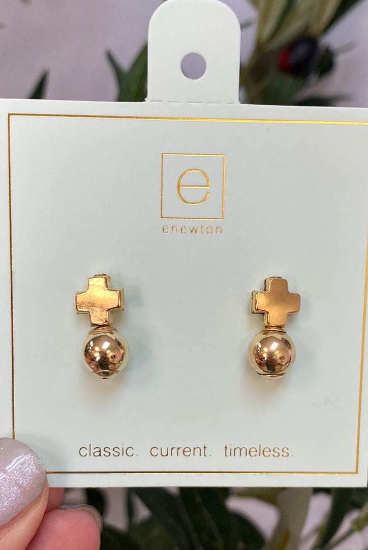 Signature Cross Gold Stud - Classic Earring-260 eNewton-enewton-The Lovely Closet, Women's Fashion Boutique in Alexandria, KY