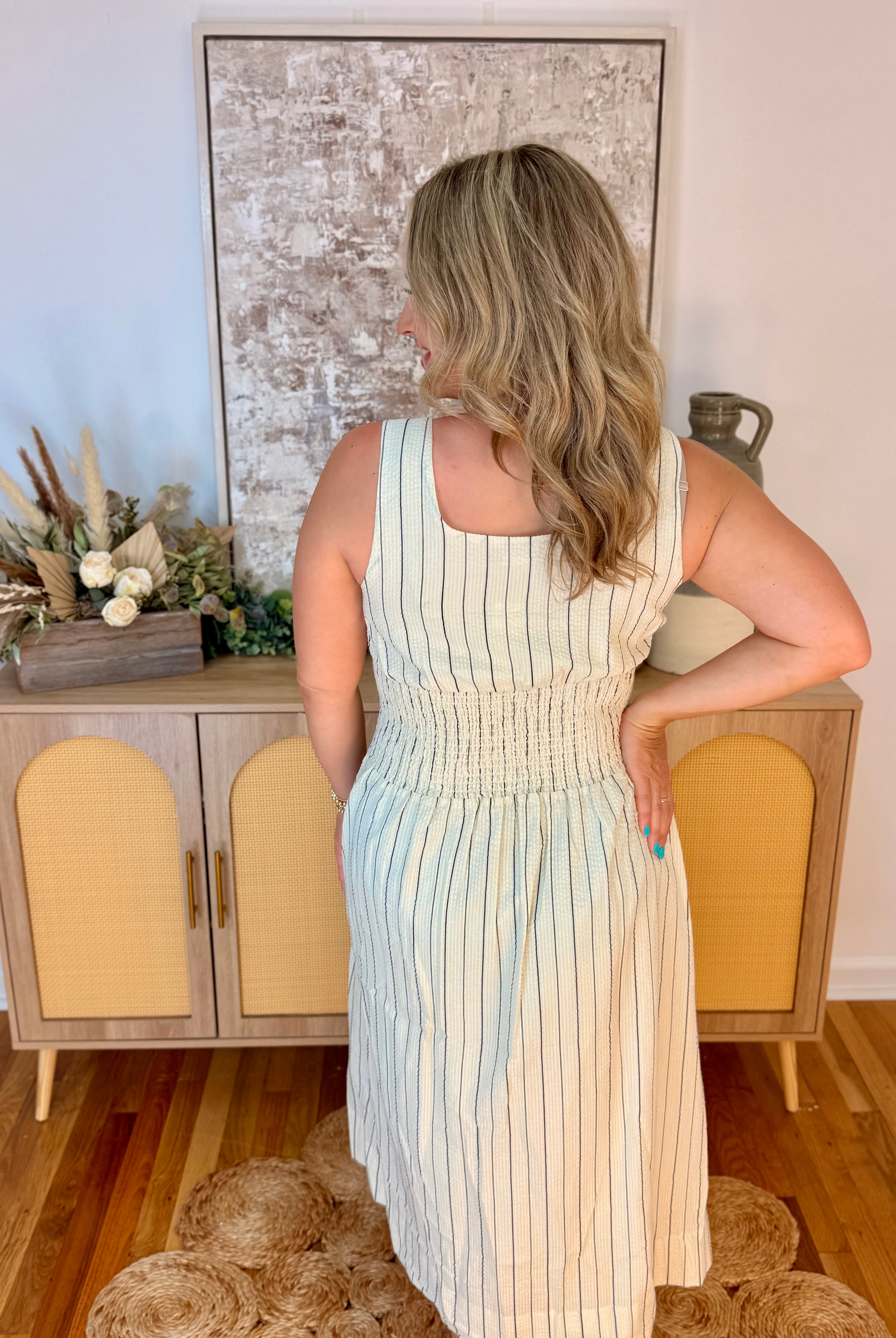 Neutral Zone Zip Front Midi Dress-180 Dresses-Doe and Rae-The Lovely Closet, Women's Fashion Boutique in Alexandria, KY