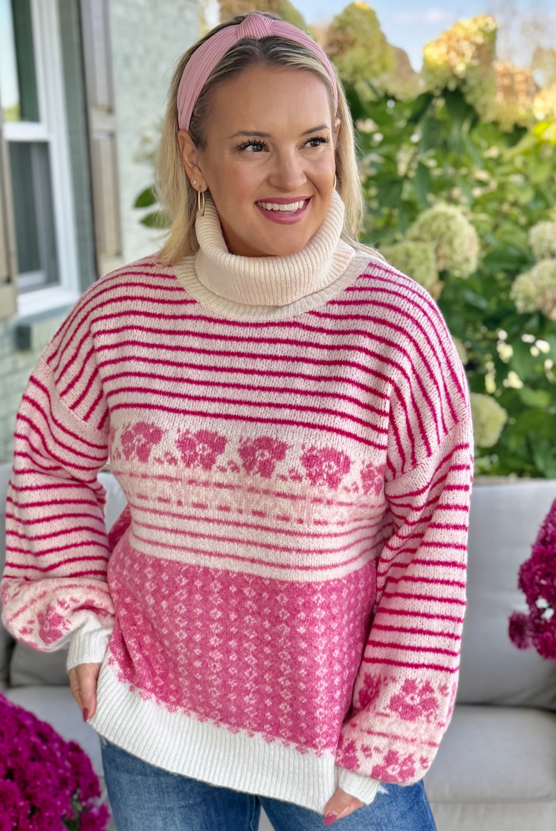 Pretty in Pink Cowl Neck Sweater-140 Sweaters-Donation Pink-The Lovely Closet, Women's Fashion Boutique in Alexandria, KY