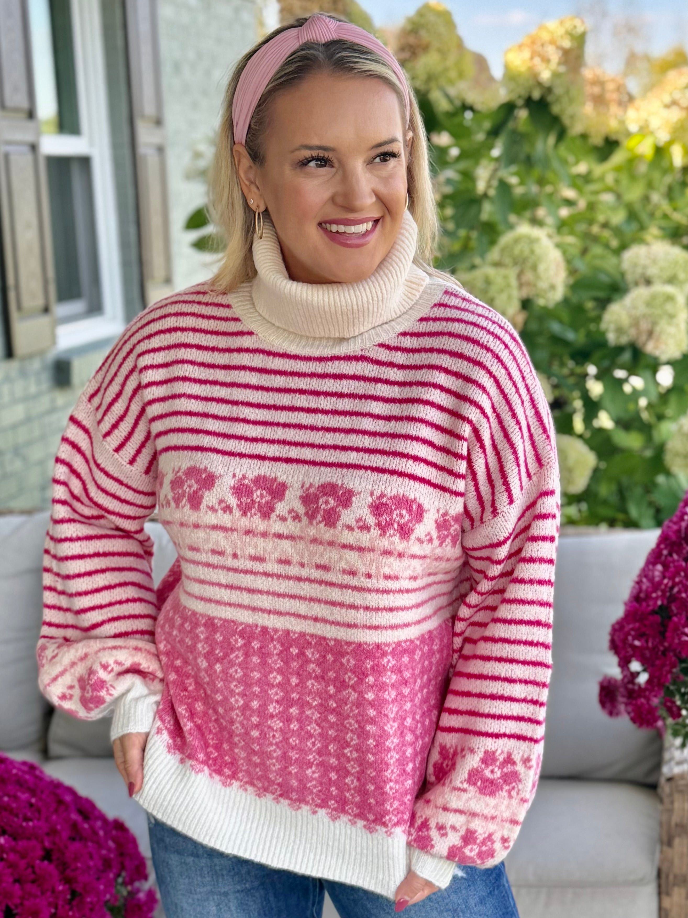 Pretty in Pink Cowl Neck Sweater-140 Sweaters-Donation Pink-The Lovely Closet, Women's Fashion Boutique in Alexandria, KY