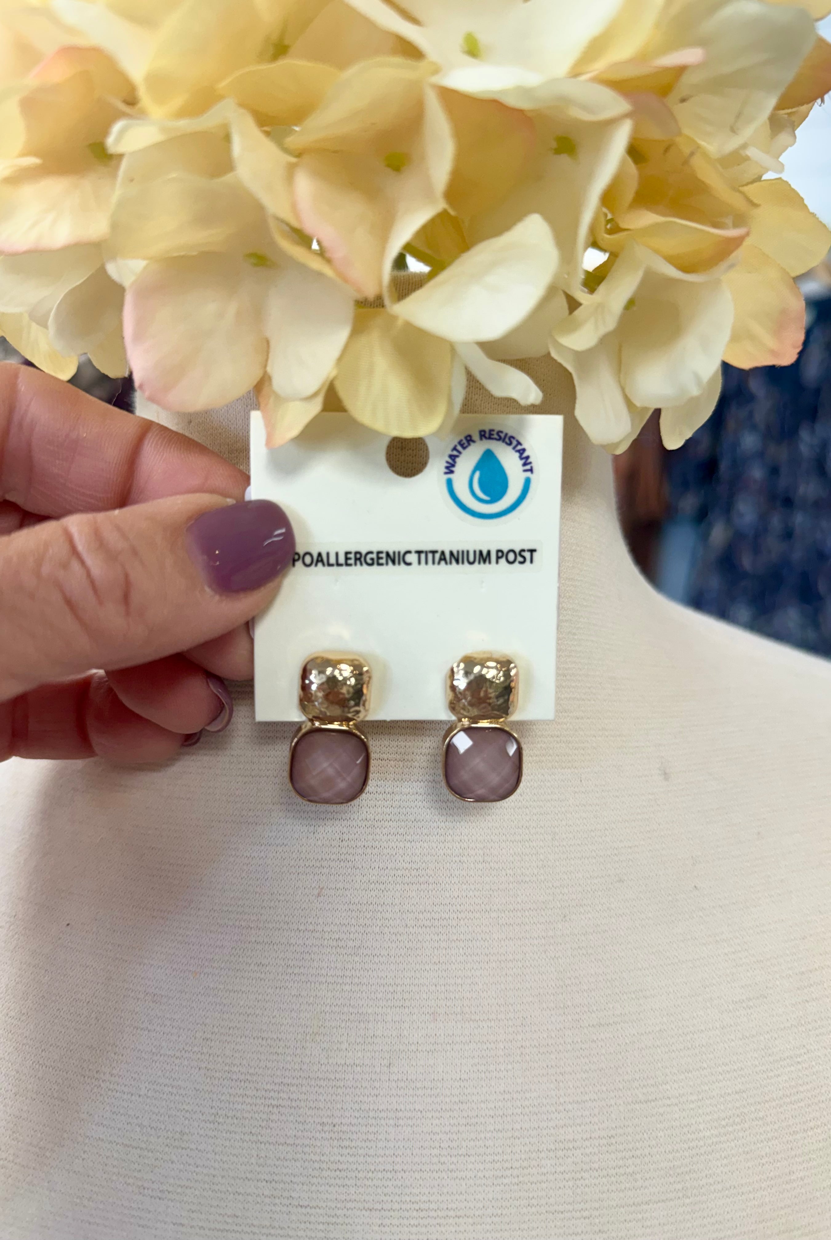 Square Faceted Post Earring-280 Accessories-Golden Stella-The Lovely Closet, Women's Fashion Boutique in Alexandria, KY