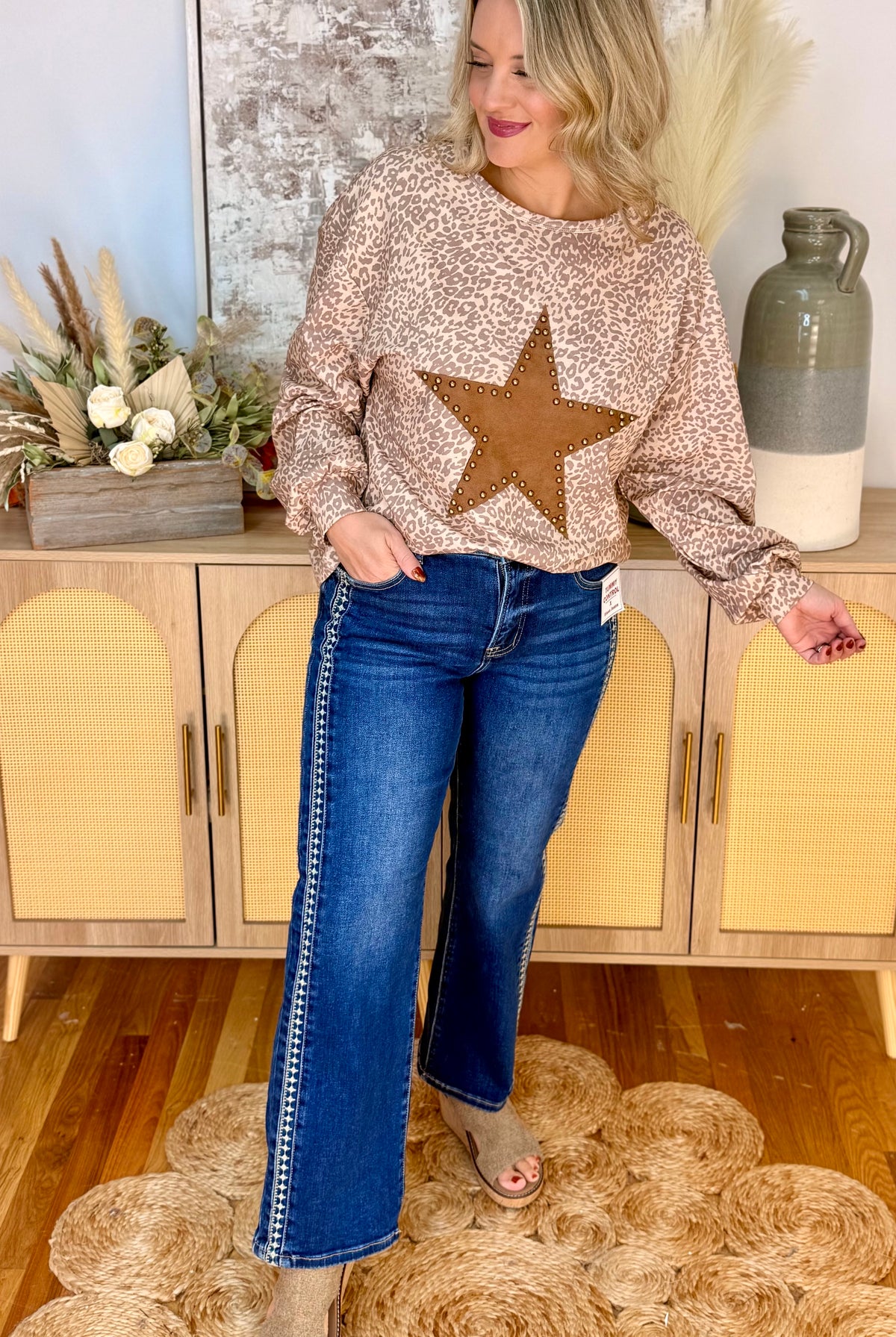 RISEN Tummy Control Mid Rise Ankle Straight Embroidered Detail-210 Jeans-Risen-The Lovely Closet, Women's Fashion Boutique in Alexandria, KY