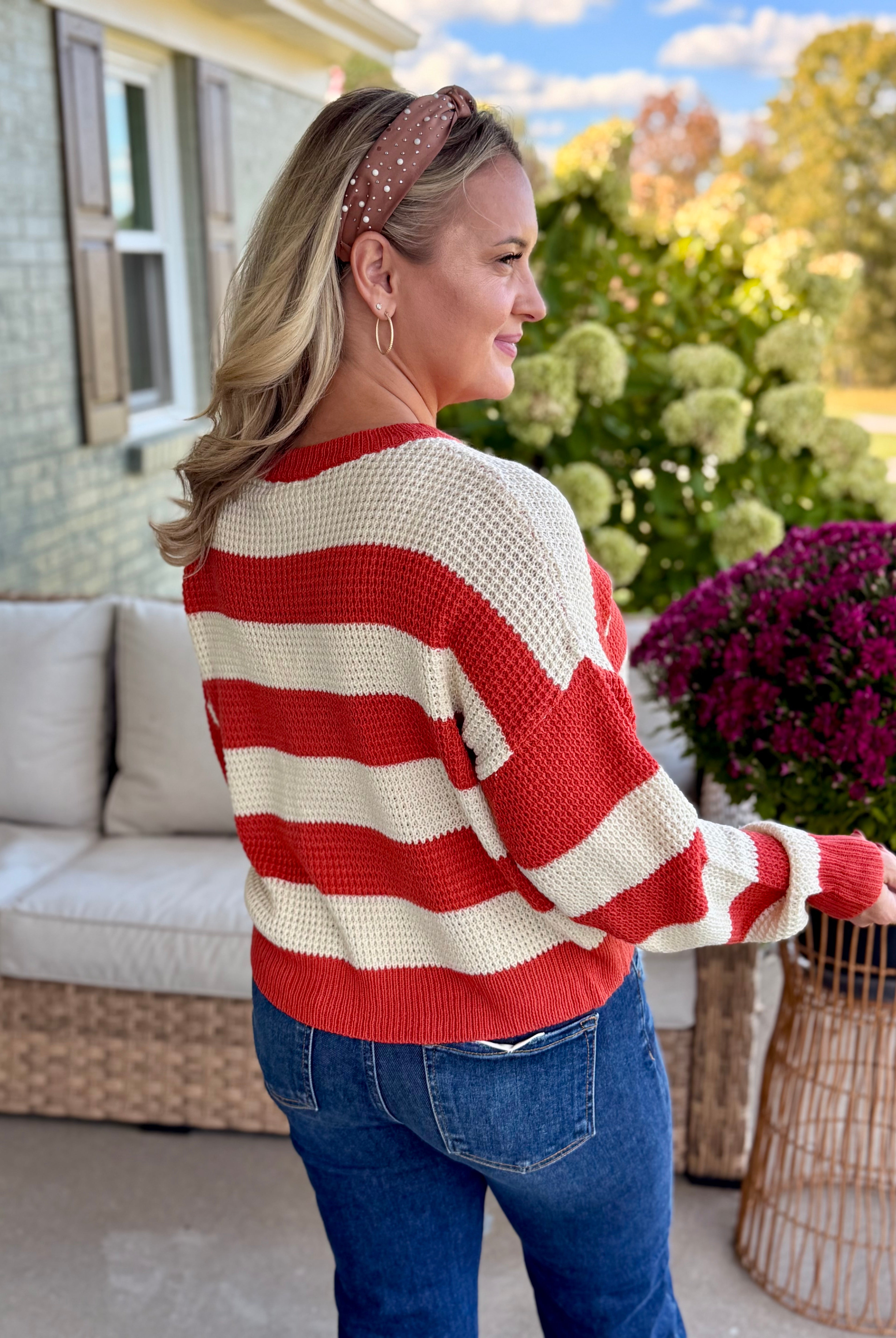 Autumn Breeze Sweater - Brick-140 Sweaters-La Miel-The Lovely Closet, Women's Fashion Boutique in Alexandria, KY