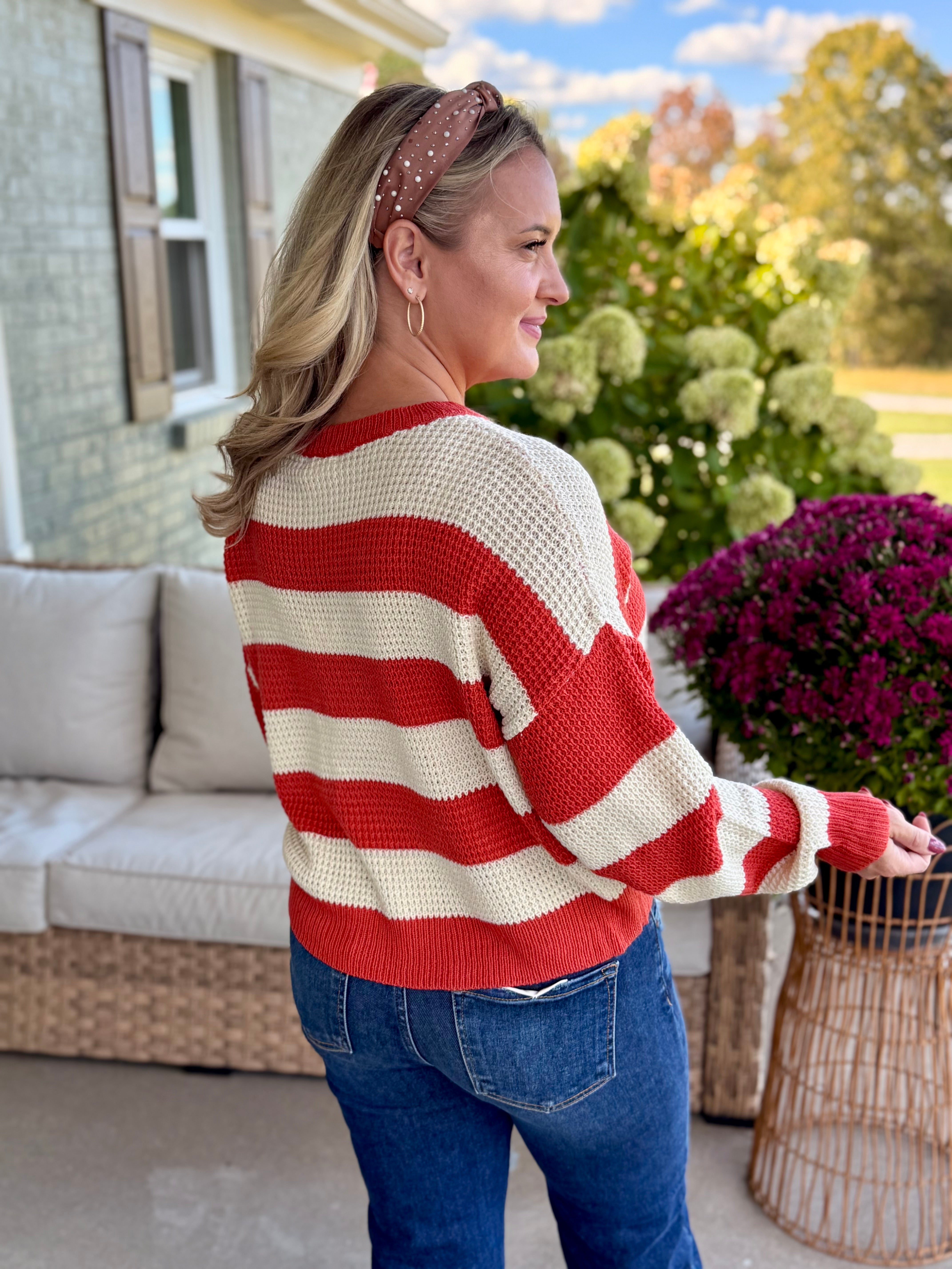 Autumn Breeze Sweater - Brick-140 Sweaters-La Miel-The Lovely Closet, Women's Fashion Boutique in Alexandria, KY