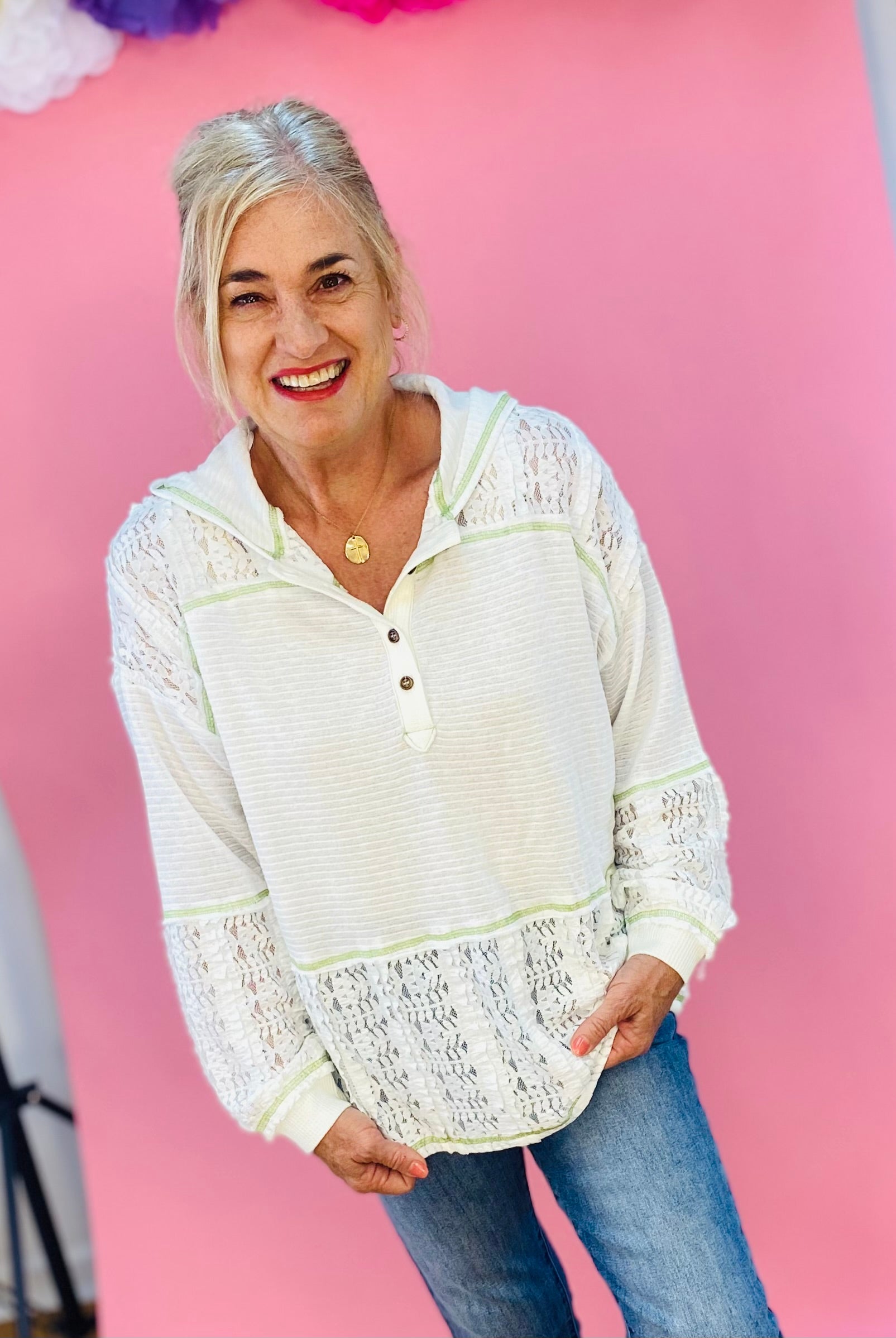 FINAL SALE Beach Walking Lace Pullover-110 Long Sleeve Top-FANTASTIC FAWN-The Lovely Closet, Women's Fashion Boutique in Alexandria, KY